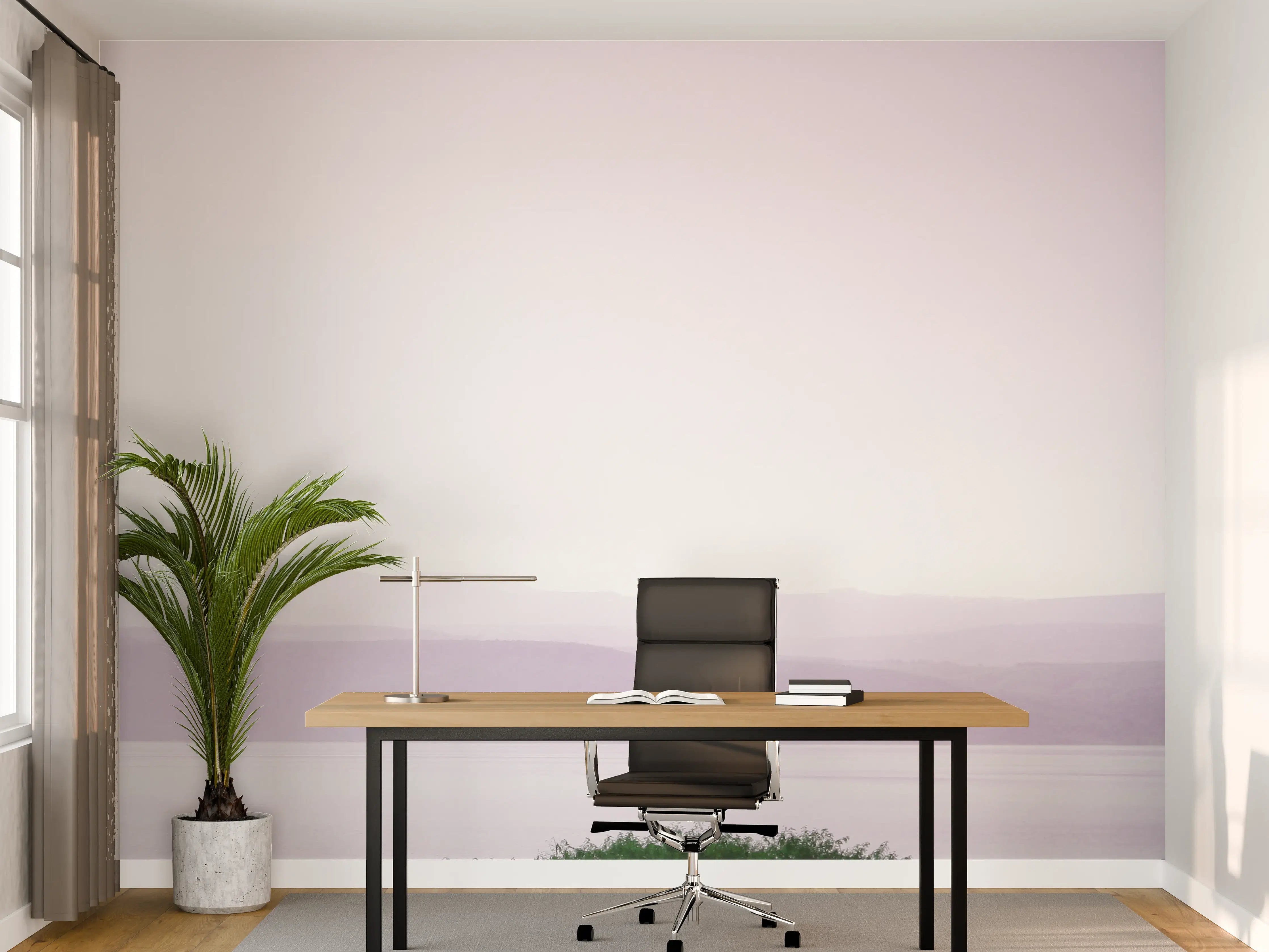 Büro Wandgestaltung - Morgendämmerung mit Baum und Meer