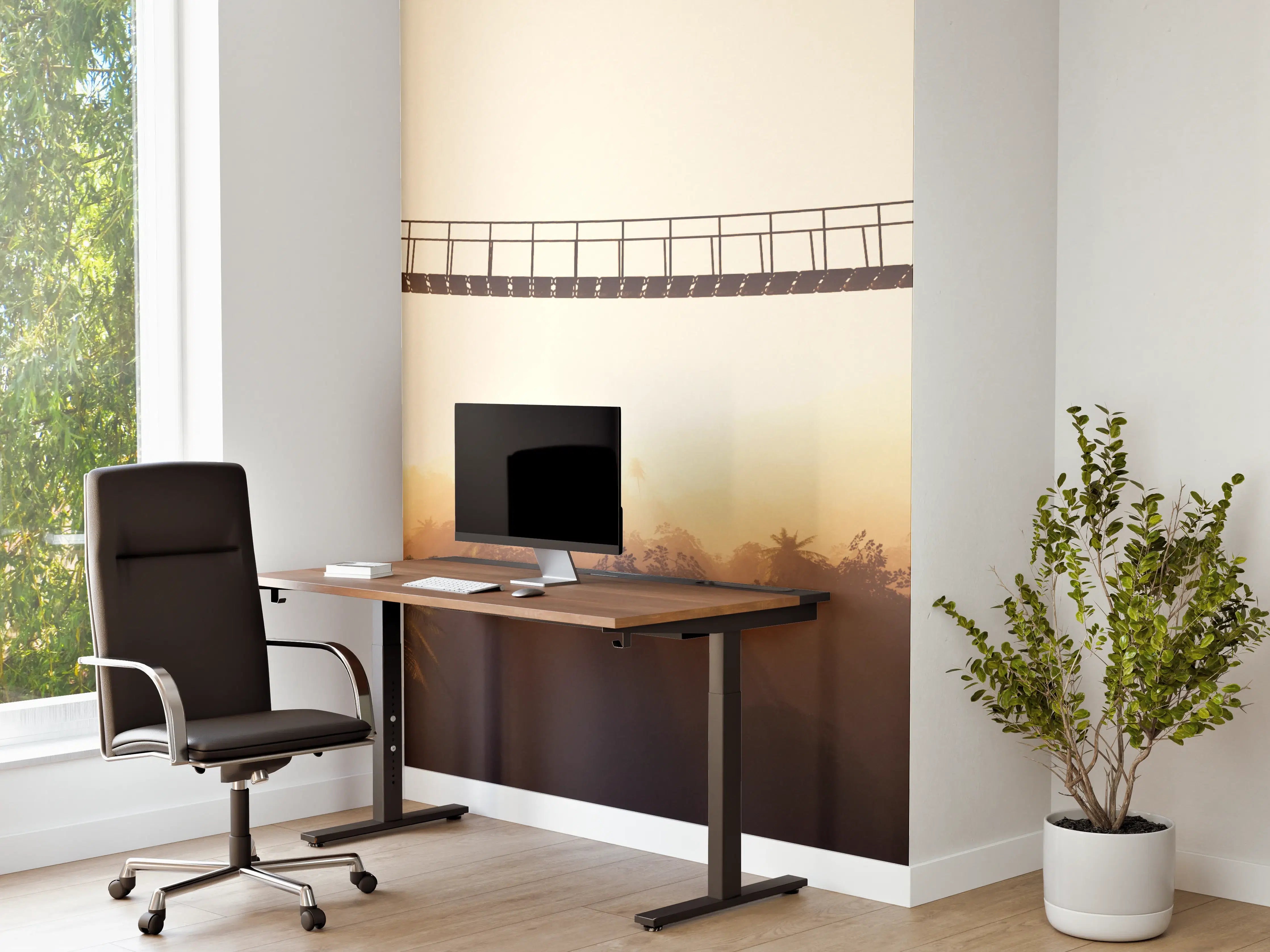 Büro Wandgestaltung - Morgendämmerung über Grau-Brücke