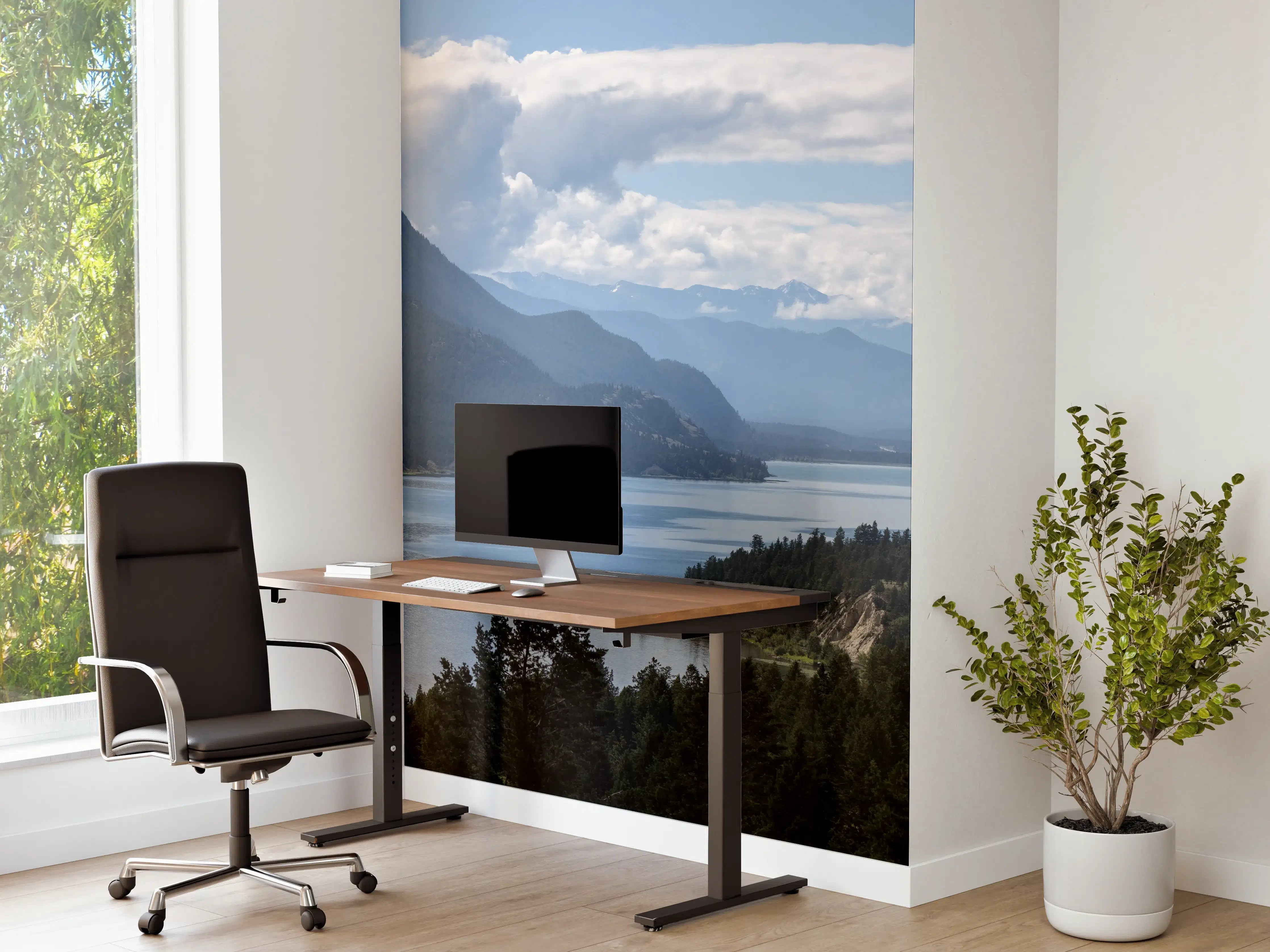 Büro Wandgestaltung - Morgennebel über den Gipfeln des Fairmont Ridge