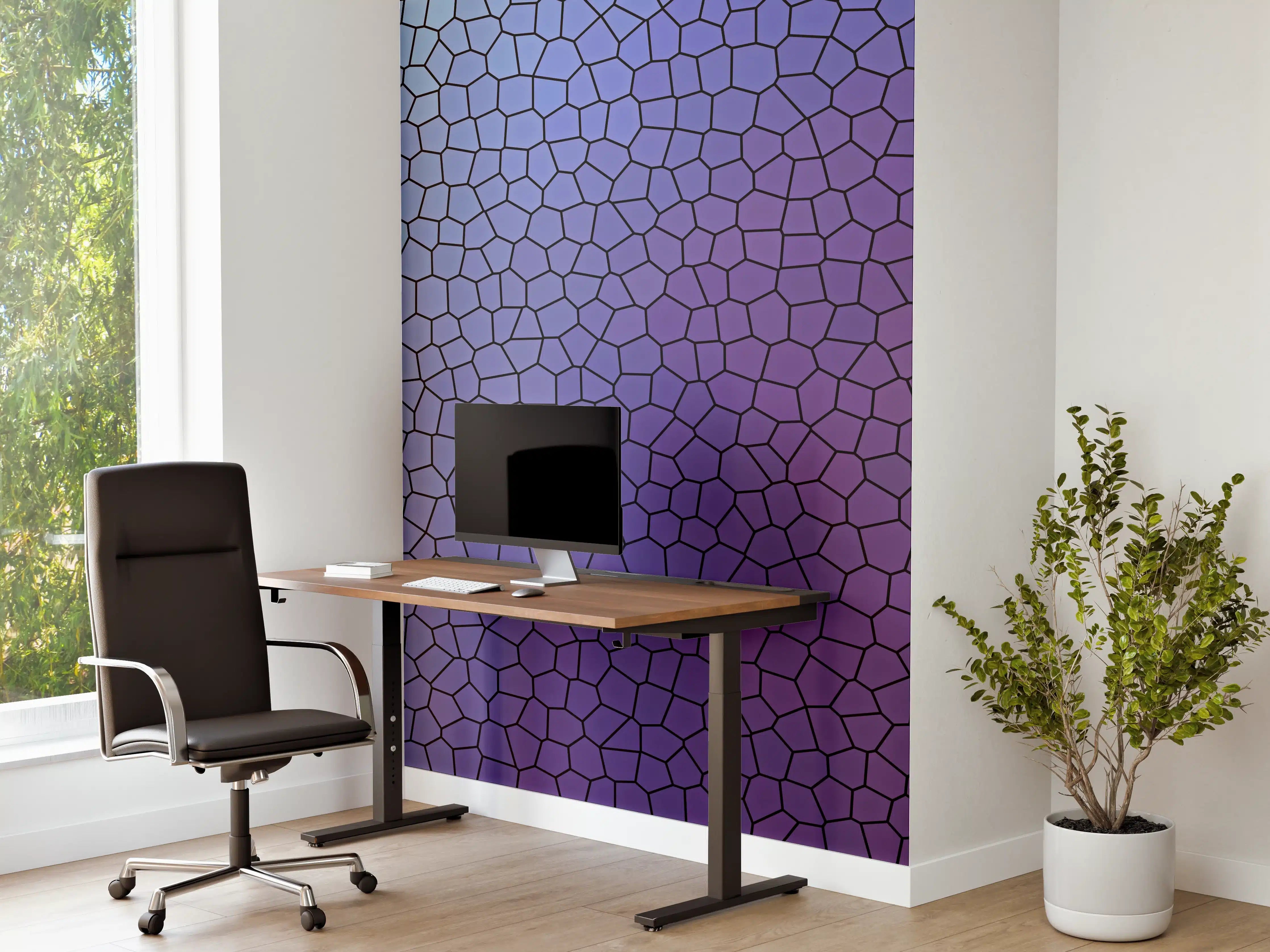Büro Wandgestaltung - Mosaik mit lila-bläulichem Übergang