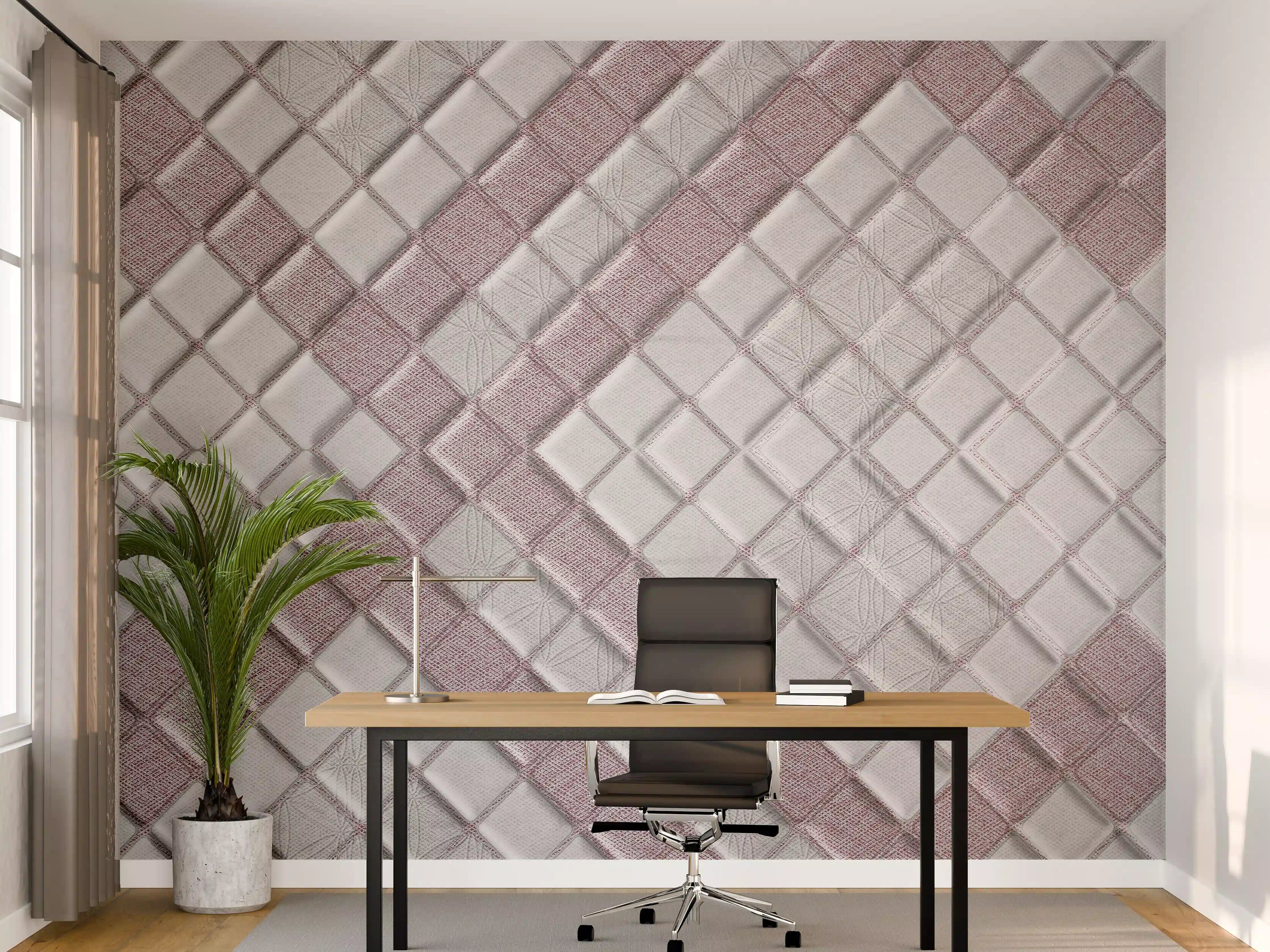 Büro Wandgestaltung - Mosaikfliesen in Hellrosa und Grau