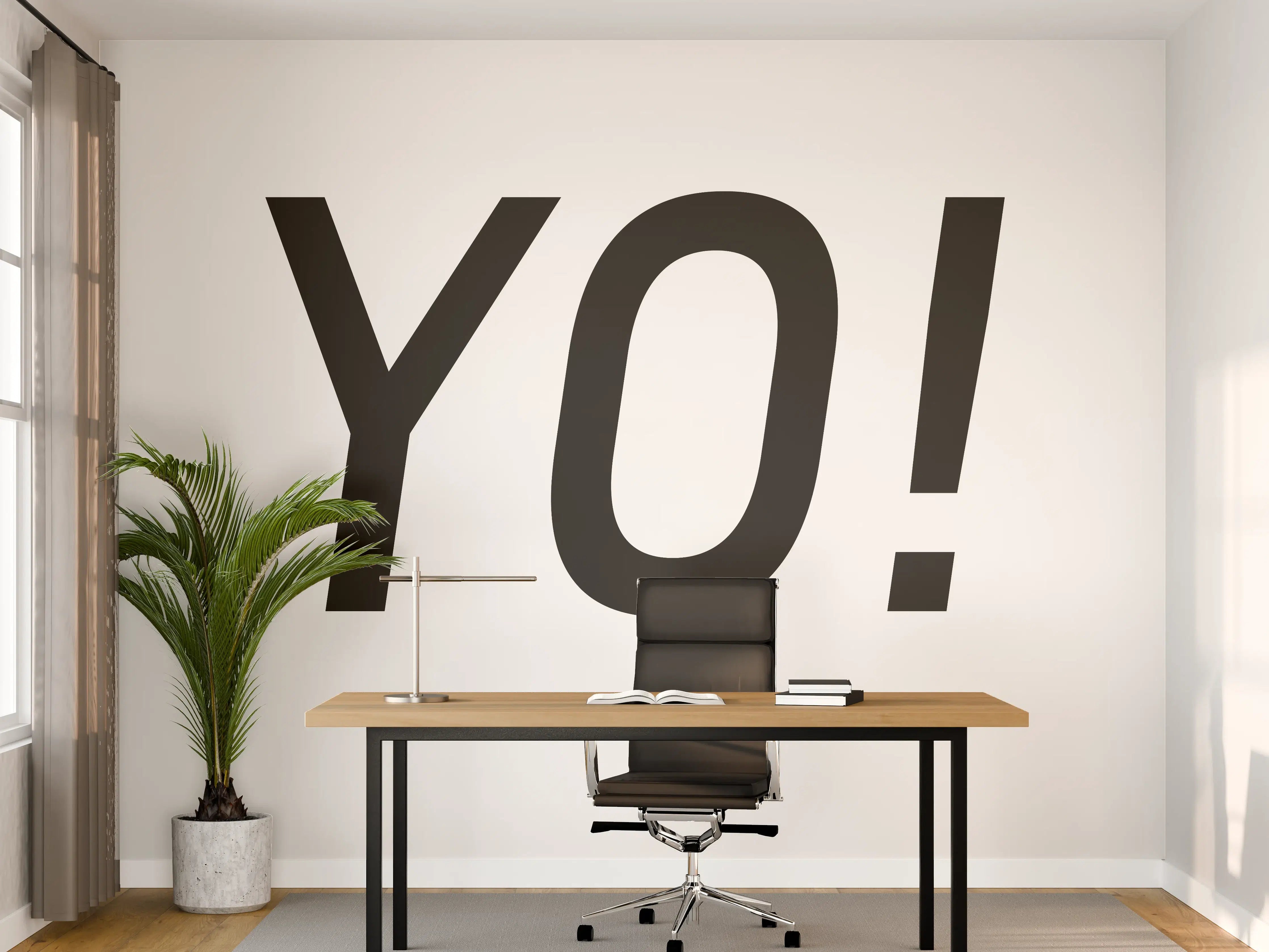 Büro Wandgestaltung - Motivational 'YO!' Schwarz-Weiß-Design