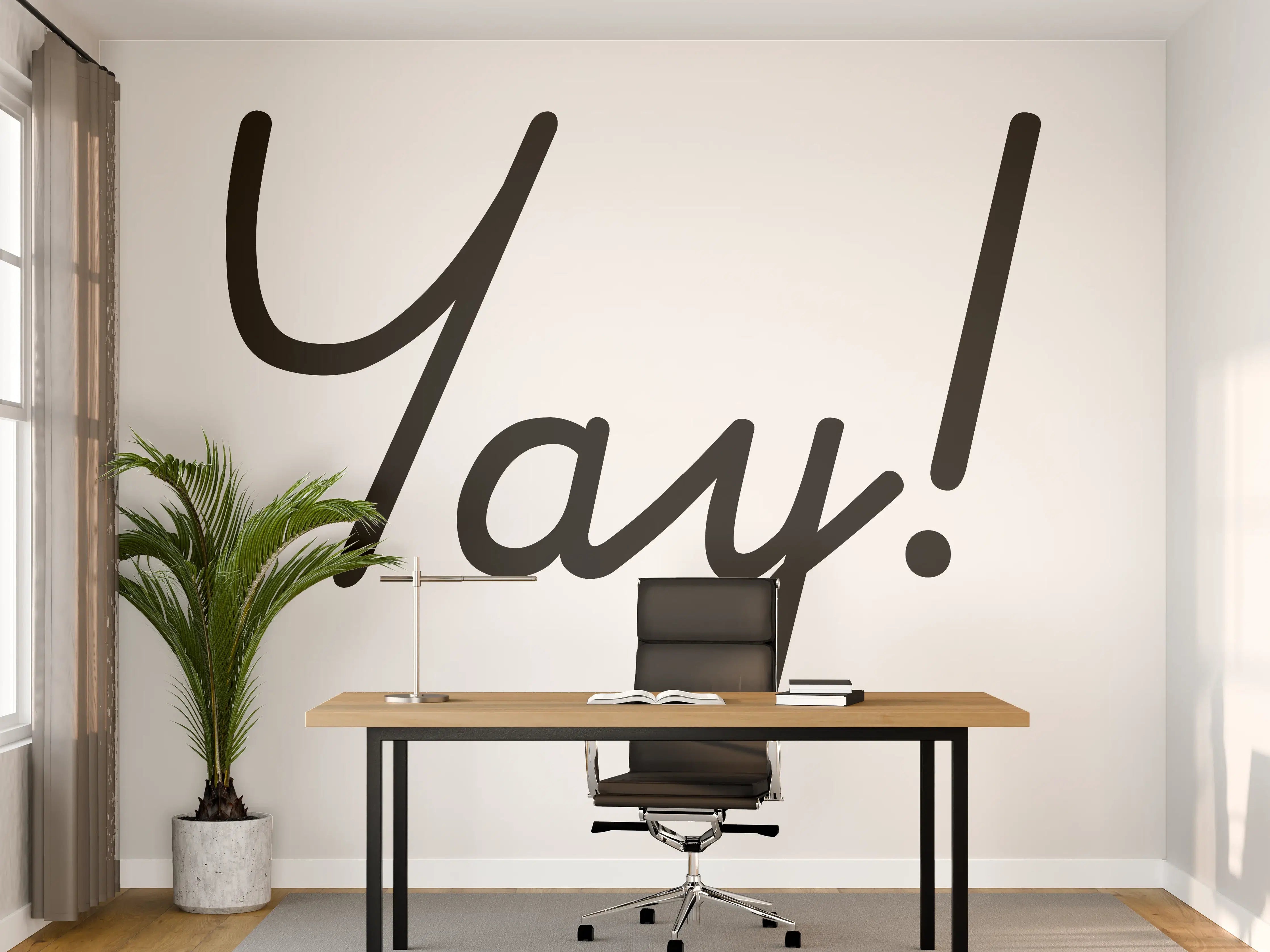 Büro Wandgestaltung - Motivationaler 'Yay!' Typo-Druck