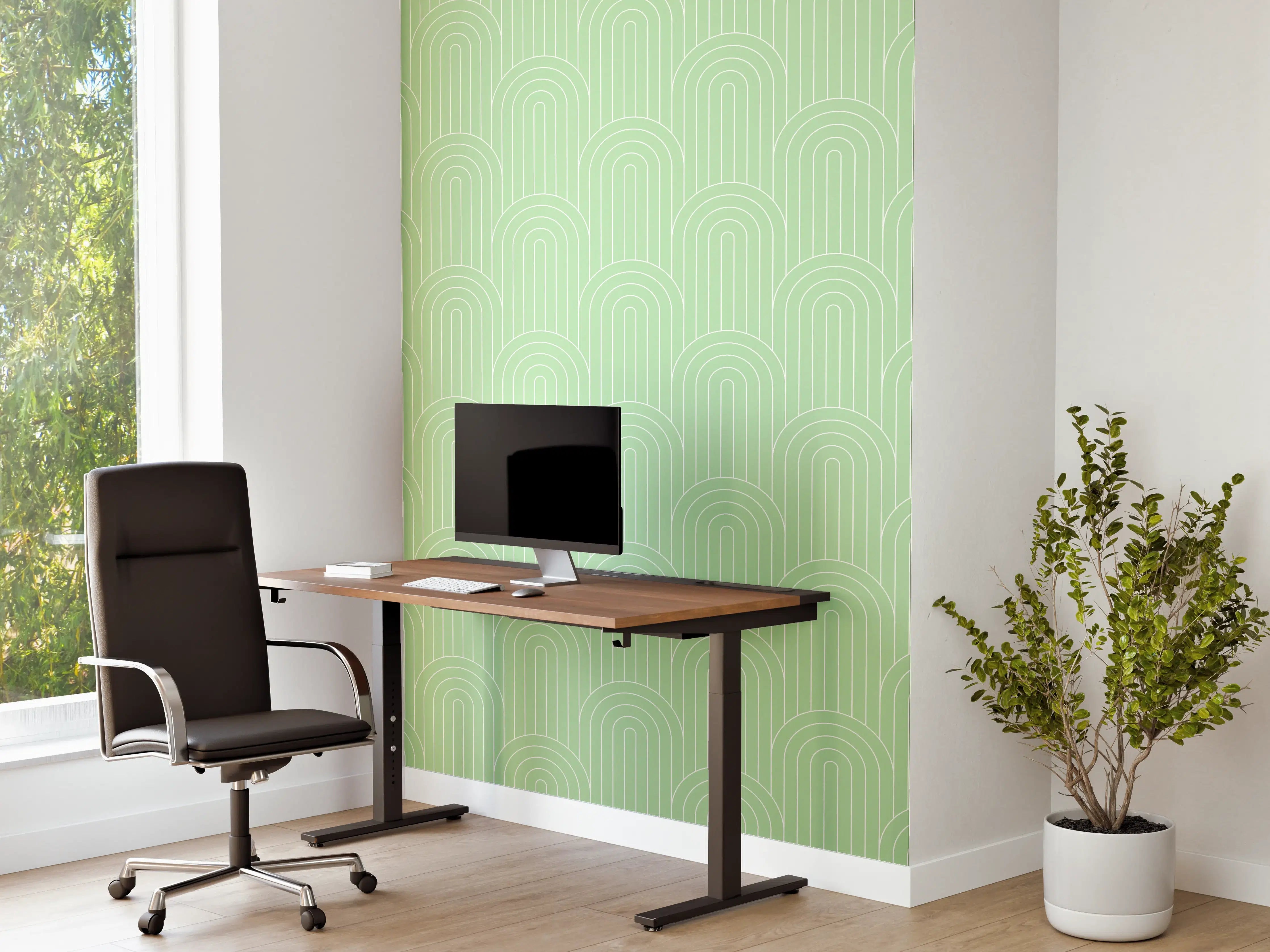 Büro Wandgestaltung - Mural mit sanften Grüntönen