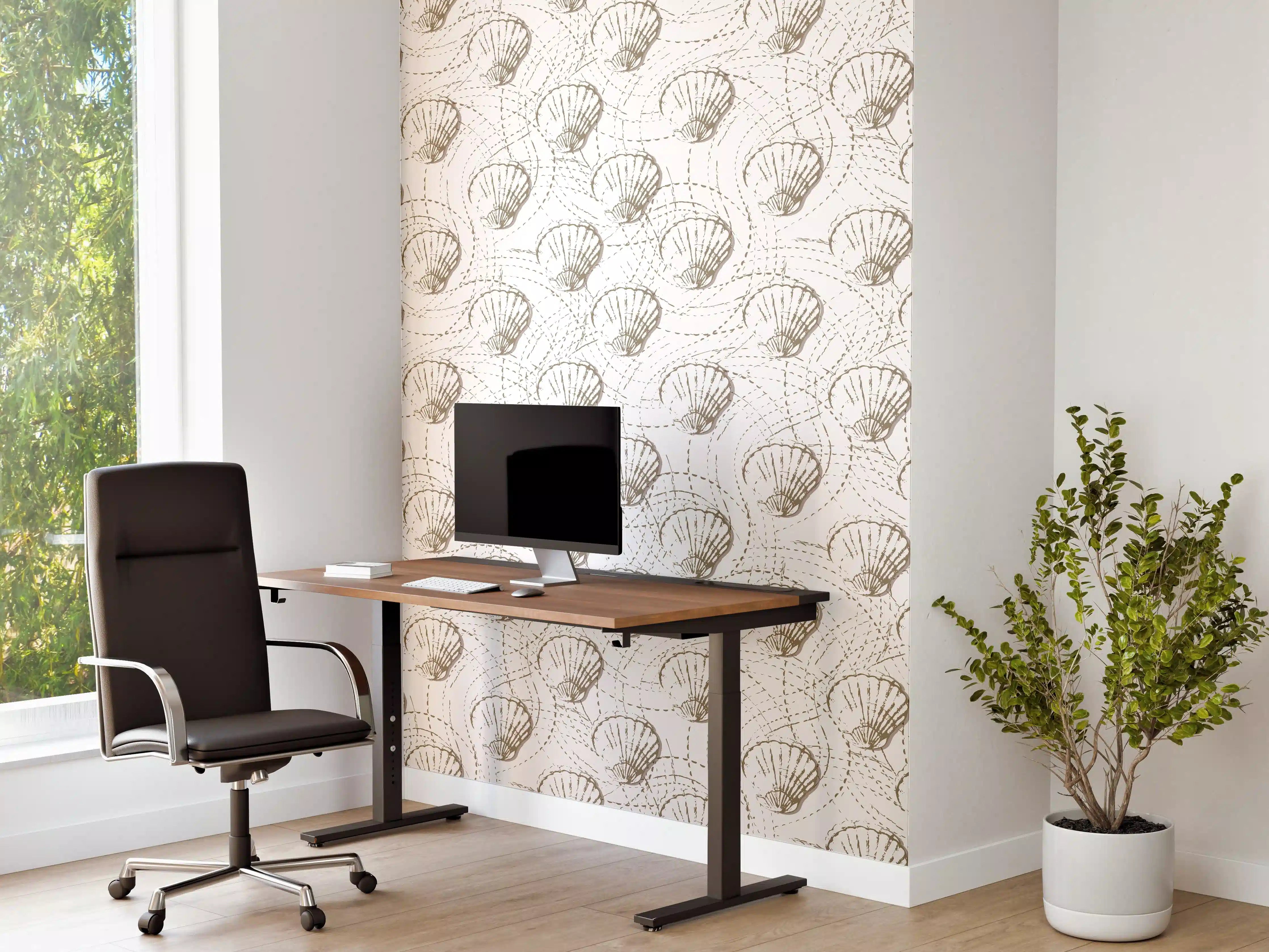 Büro Wandgestaltung - Muschel-Muster Weiß-Beige