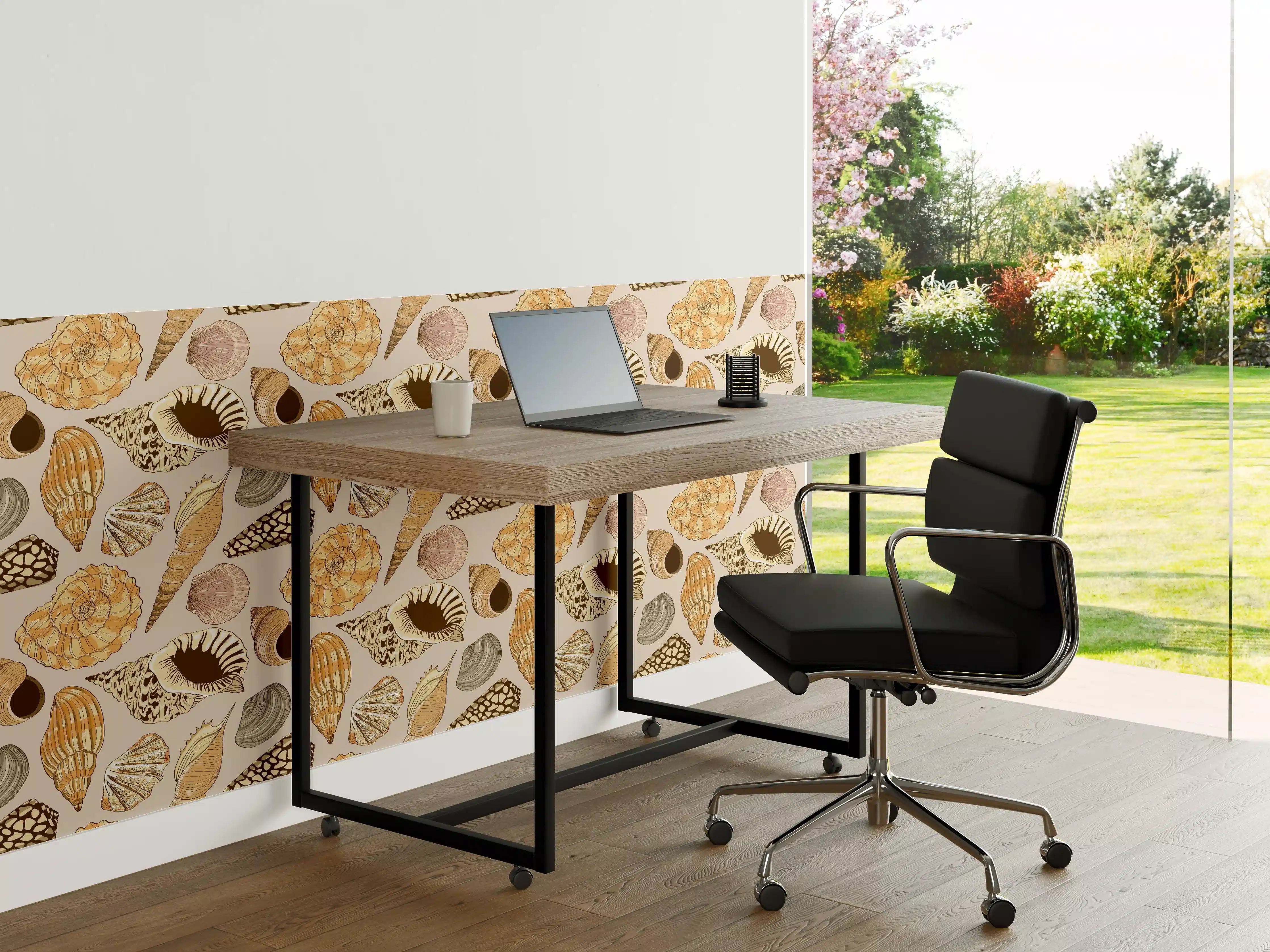 Büro Wandgestaltung - Muschelmuster Beige-Orange