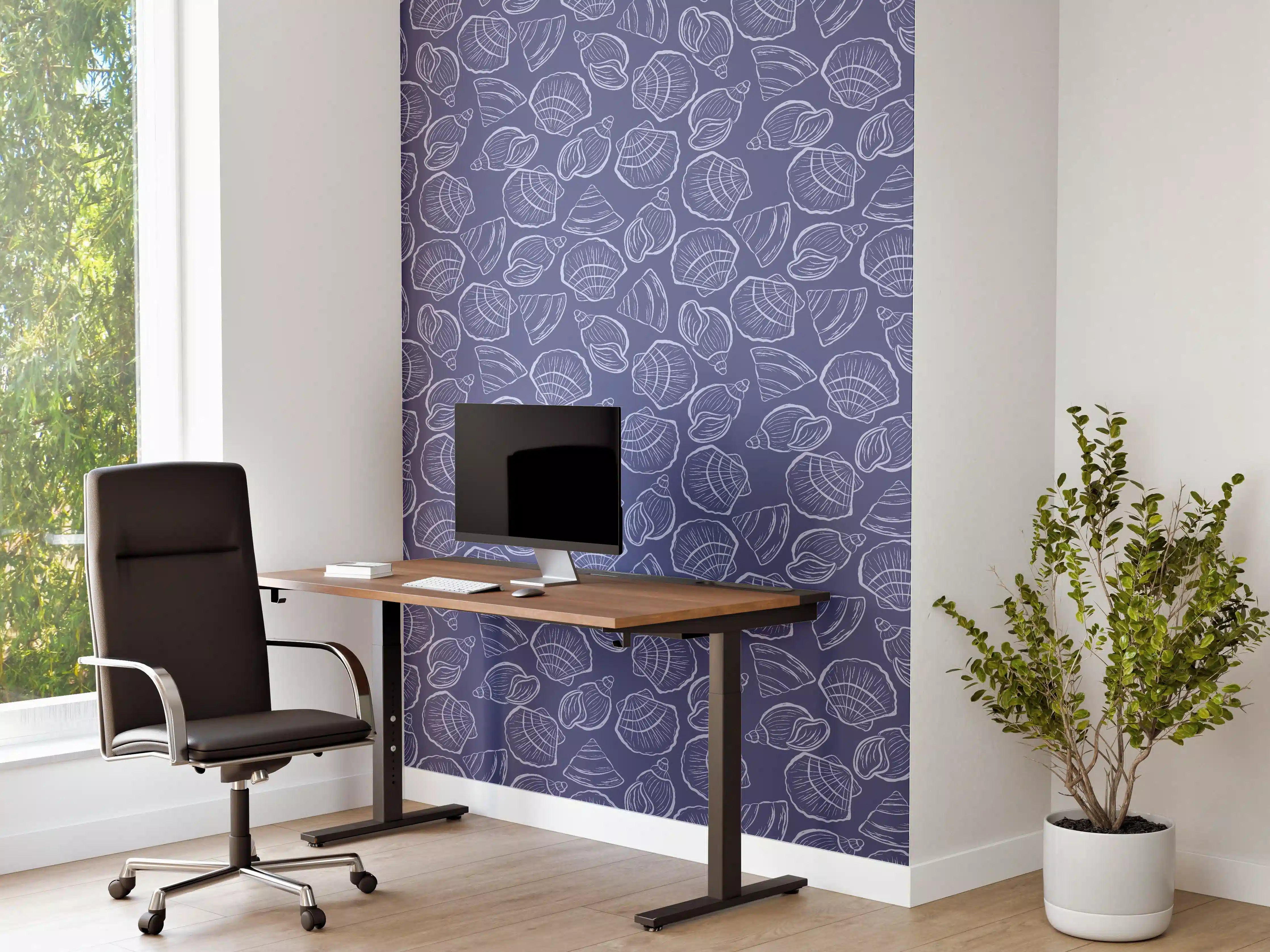 Büro Wandgestaltung - Muschelmuster Mitternachtsblau