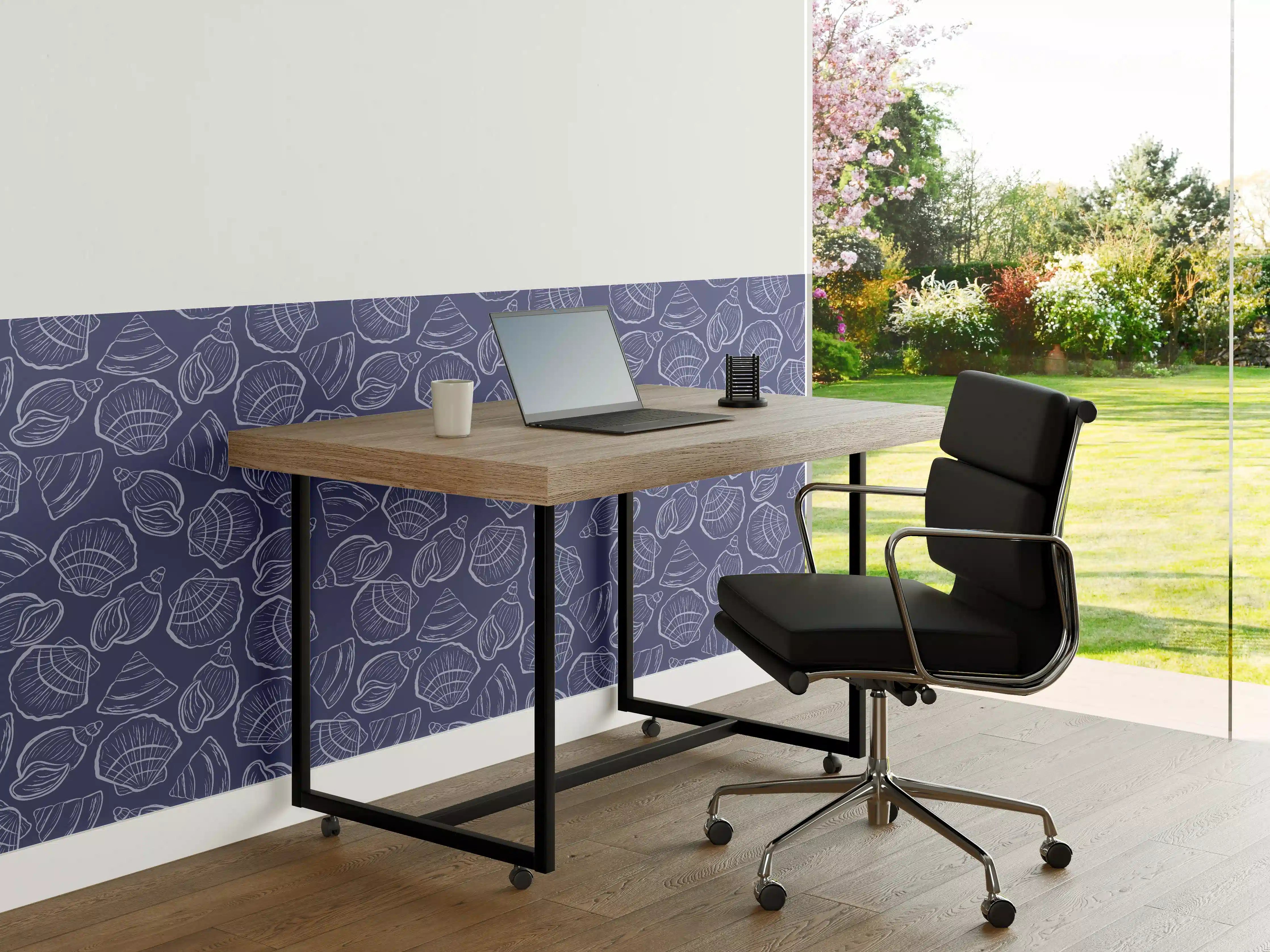 Büro Wandgestaltung - Muschelmuster Mitternachtsblau