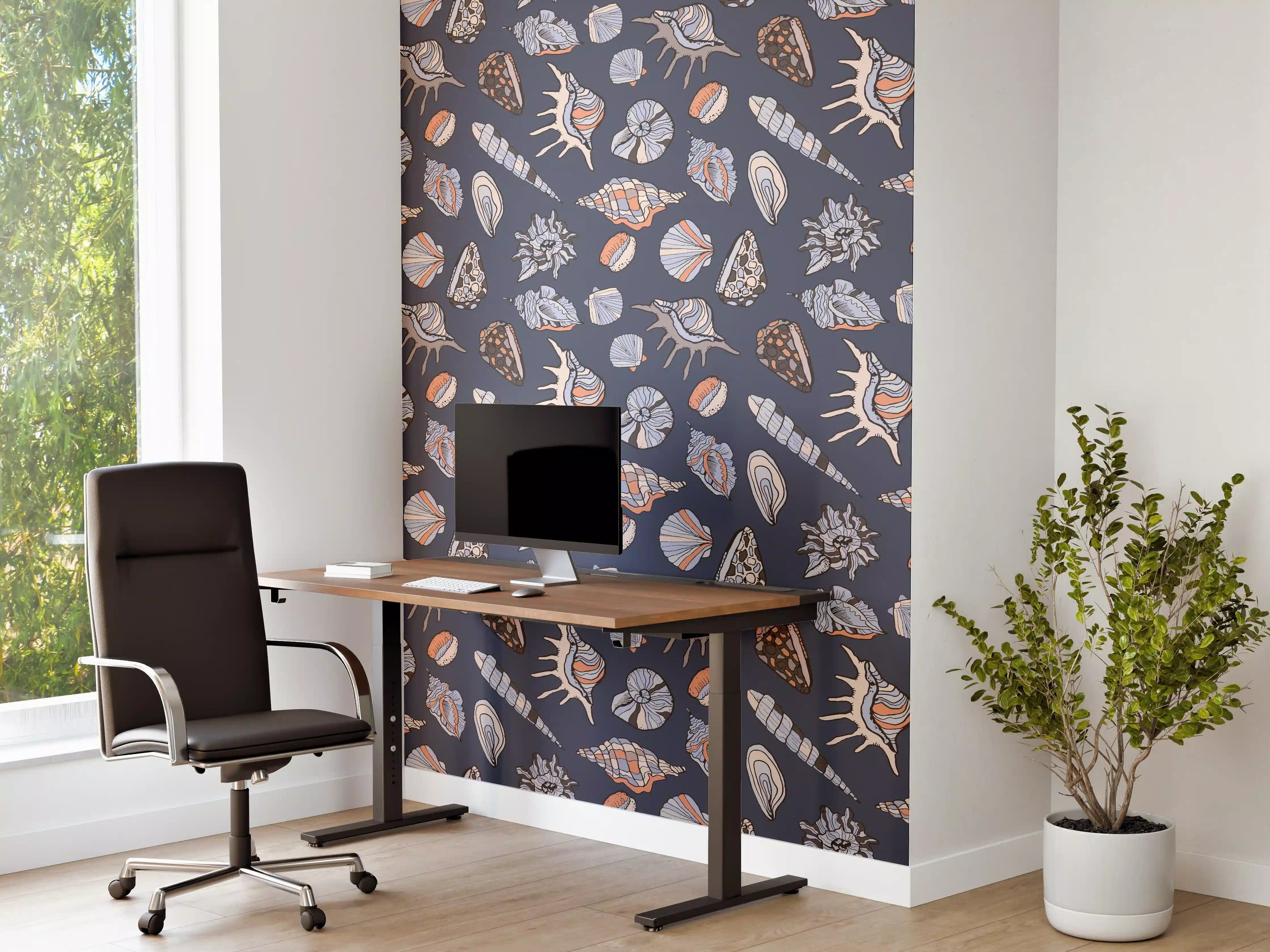 Büro Wandgestaltung - Muschelmuster Navy Beige Orange