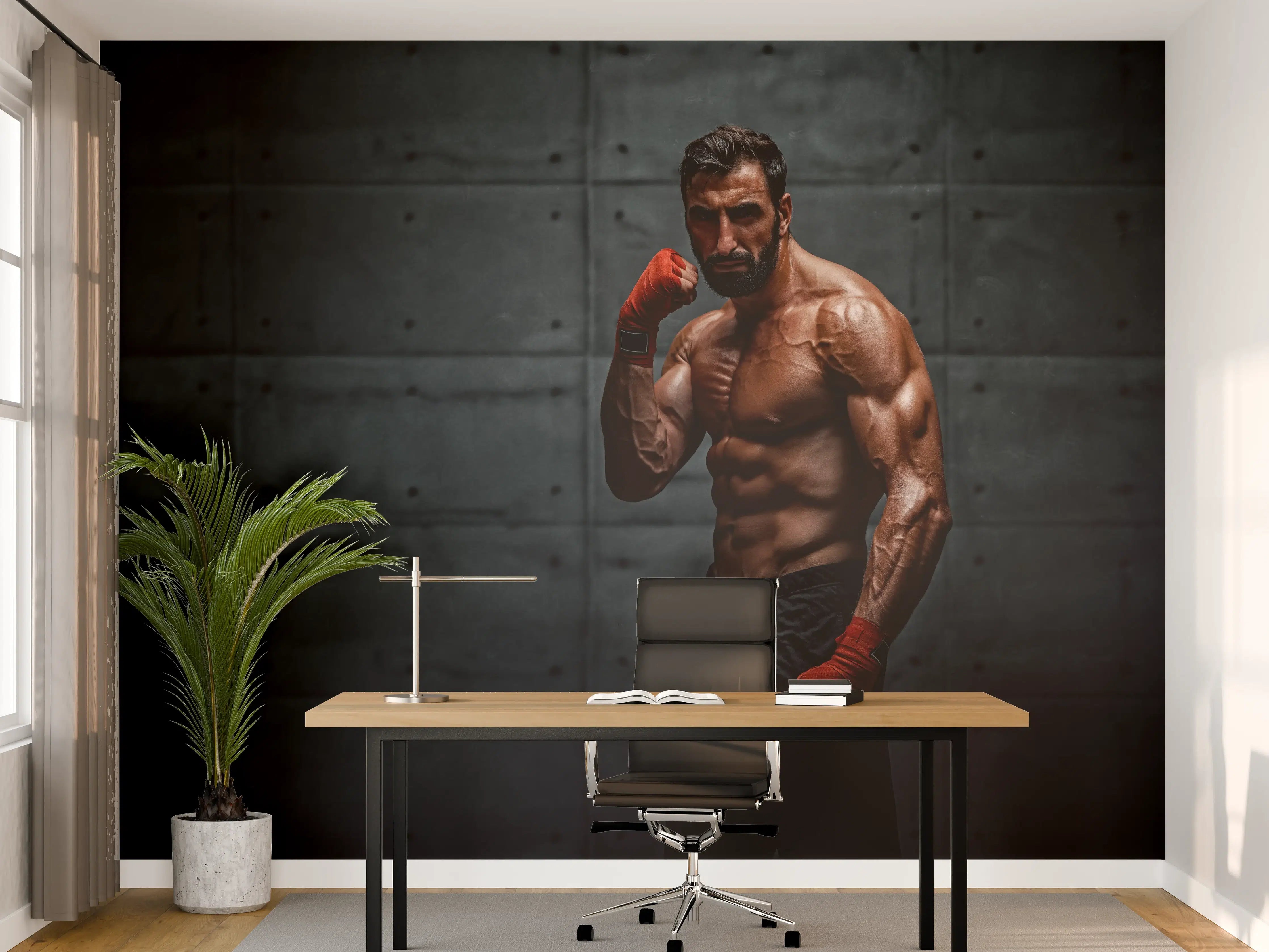 Büro Wandgestaltung - Muskolöser MMA Kämpfer