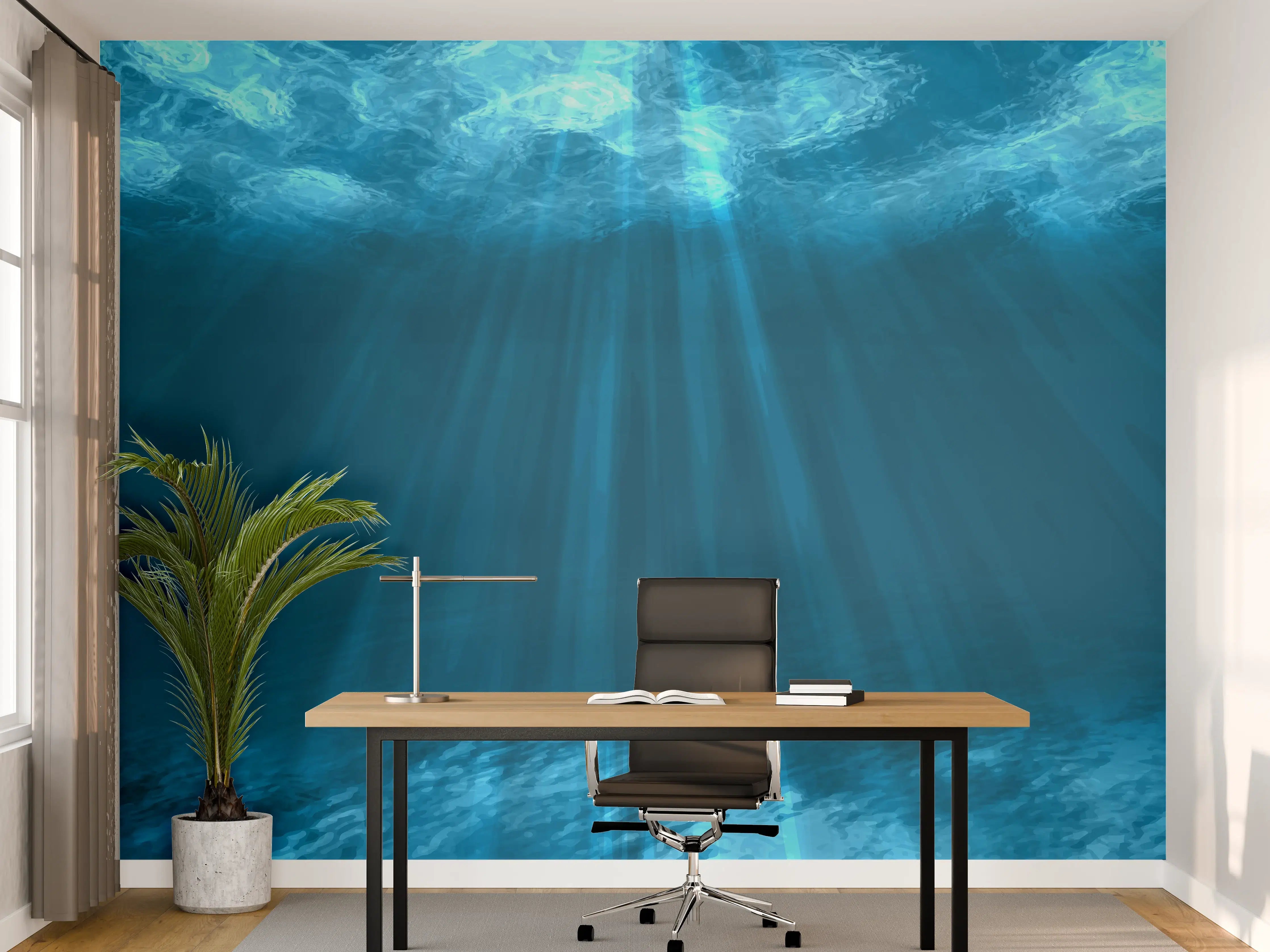 Büro Wandgestaltung - Mystische Unterwasserwelt Blau