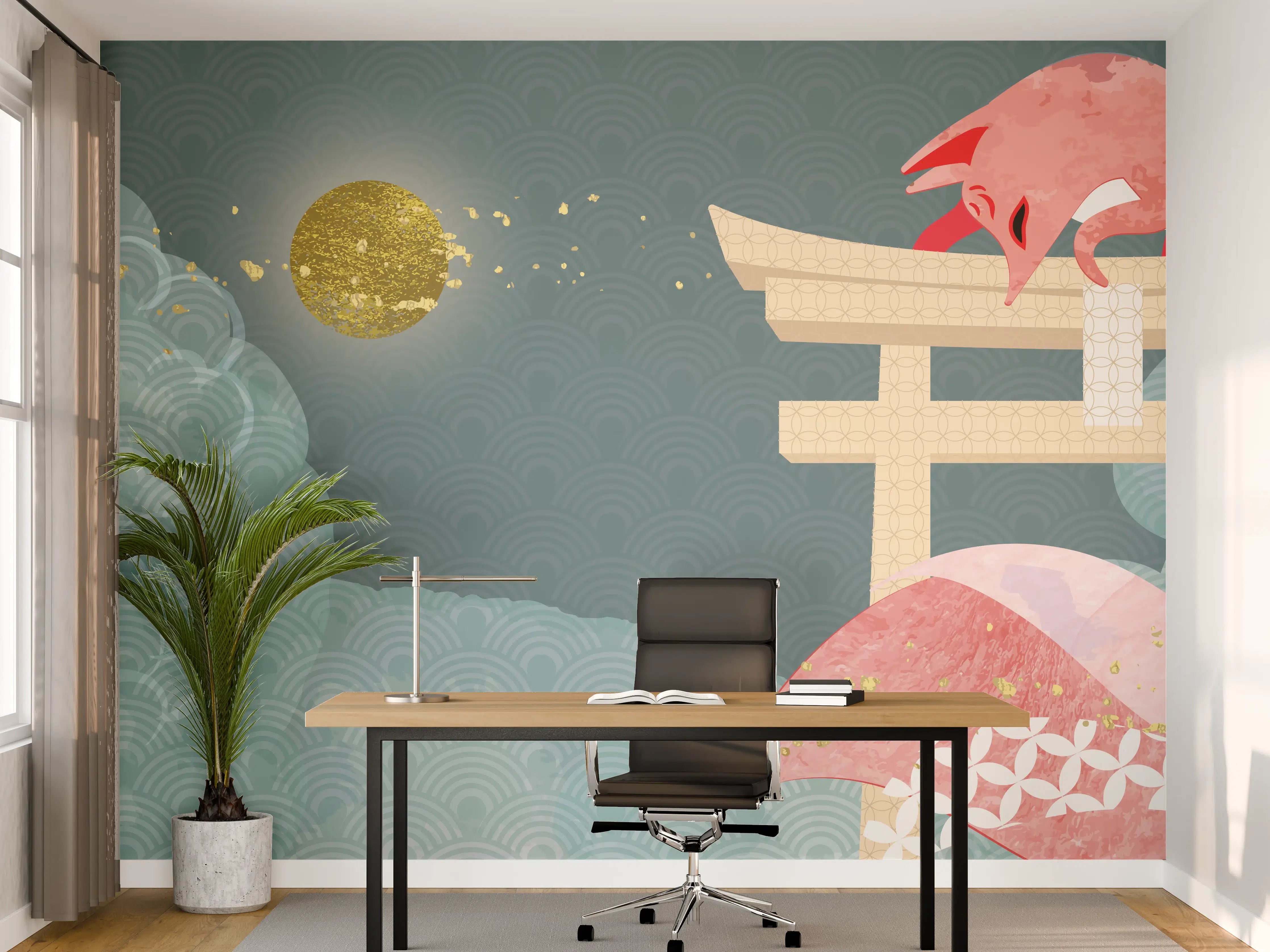Büro Wandgestaltung - Mystischer Drache bei Mondschein