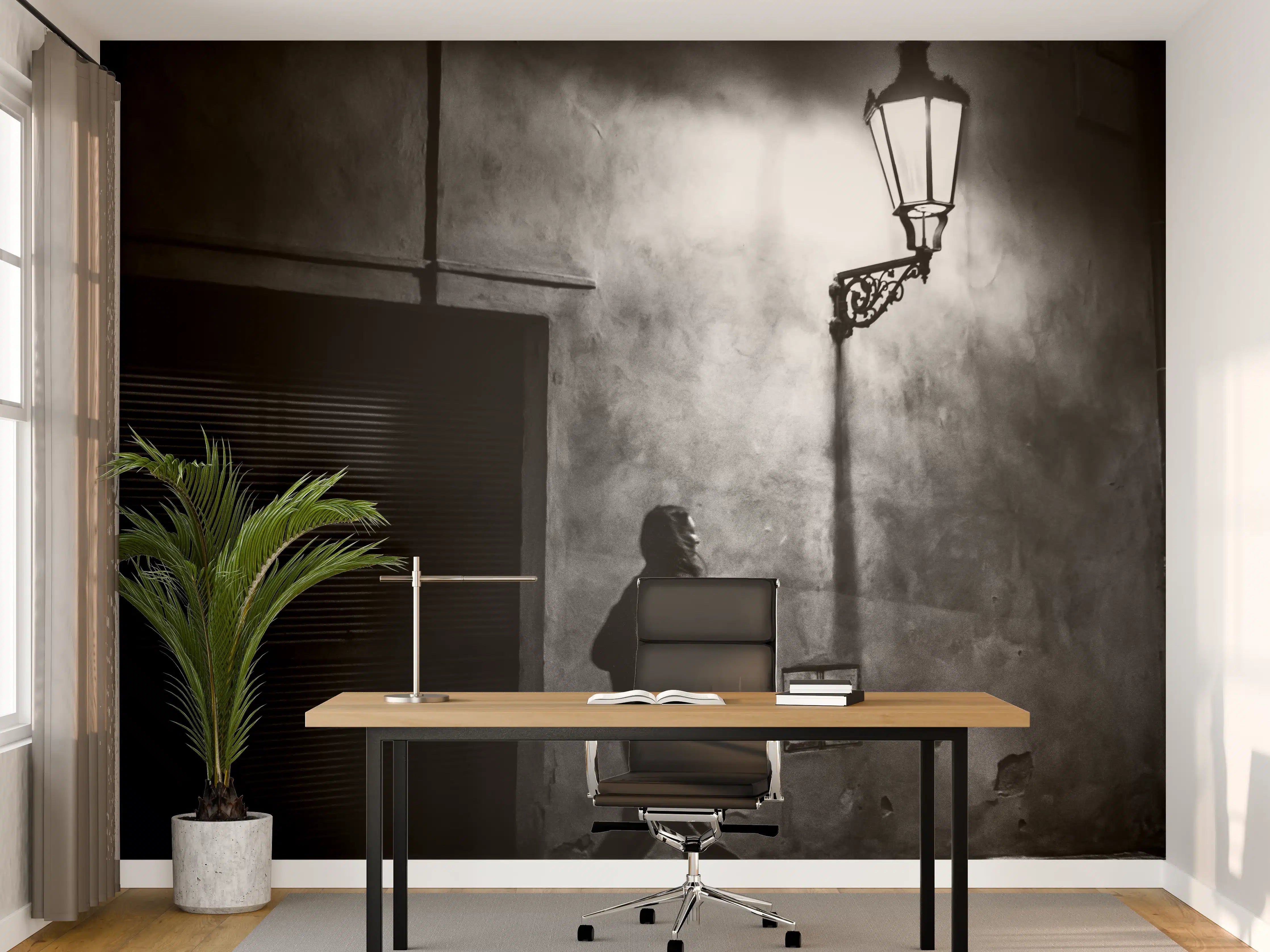 Büro Wandgestaltung - Mystischer Schattengang Schwarz-Weiß