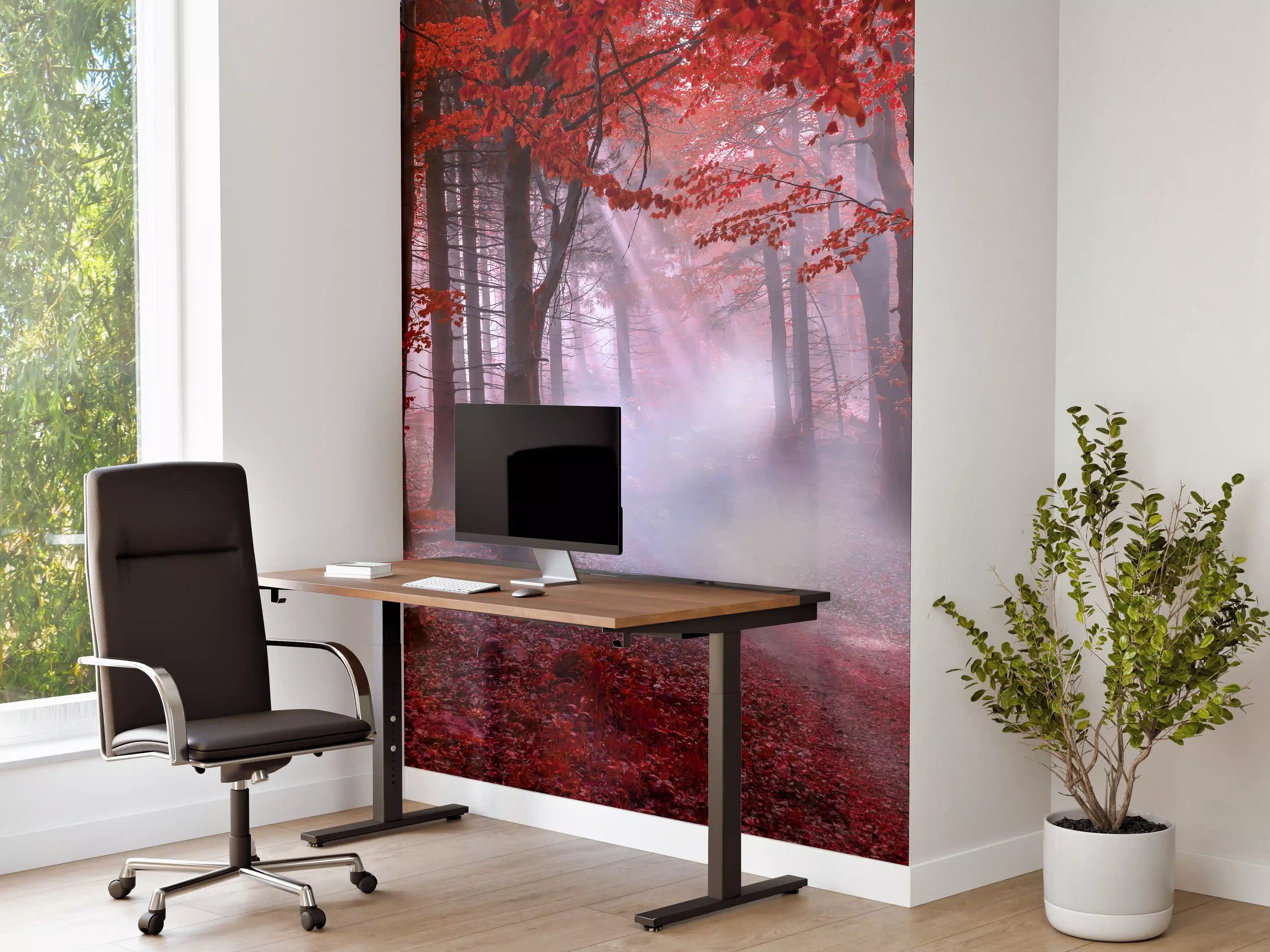 Büro Wandgestaltung - Mystischer roter Wald