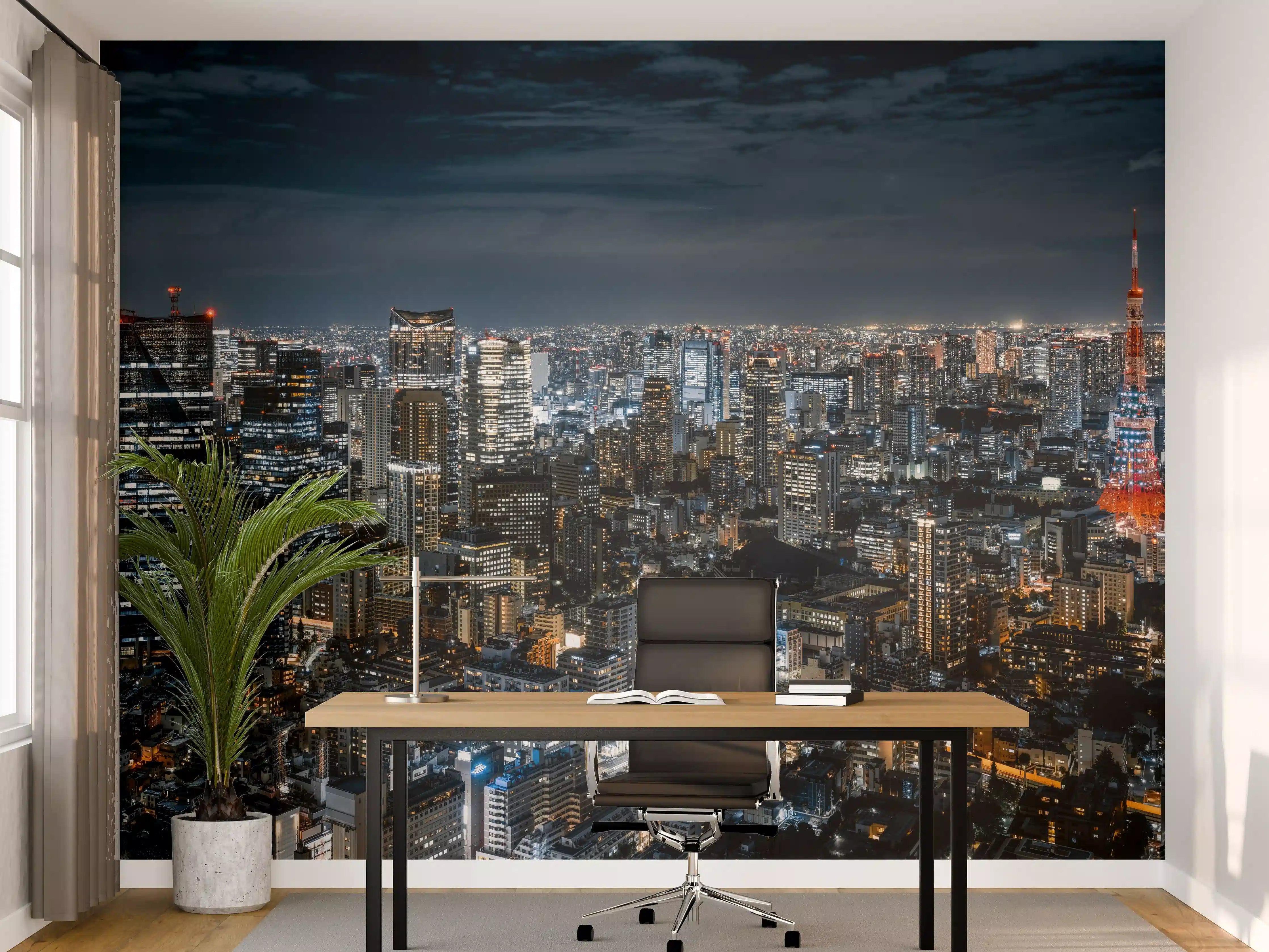 Büro Wandgestaltung - Nachtaufnahme der Tokyo Tower bei klarem Himmel