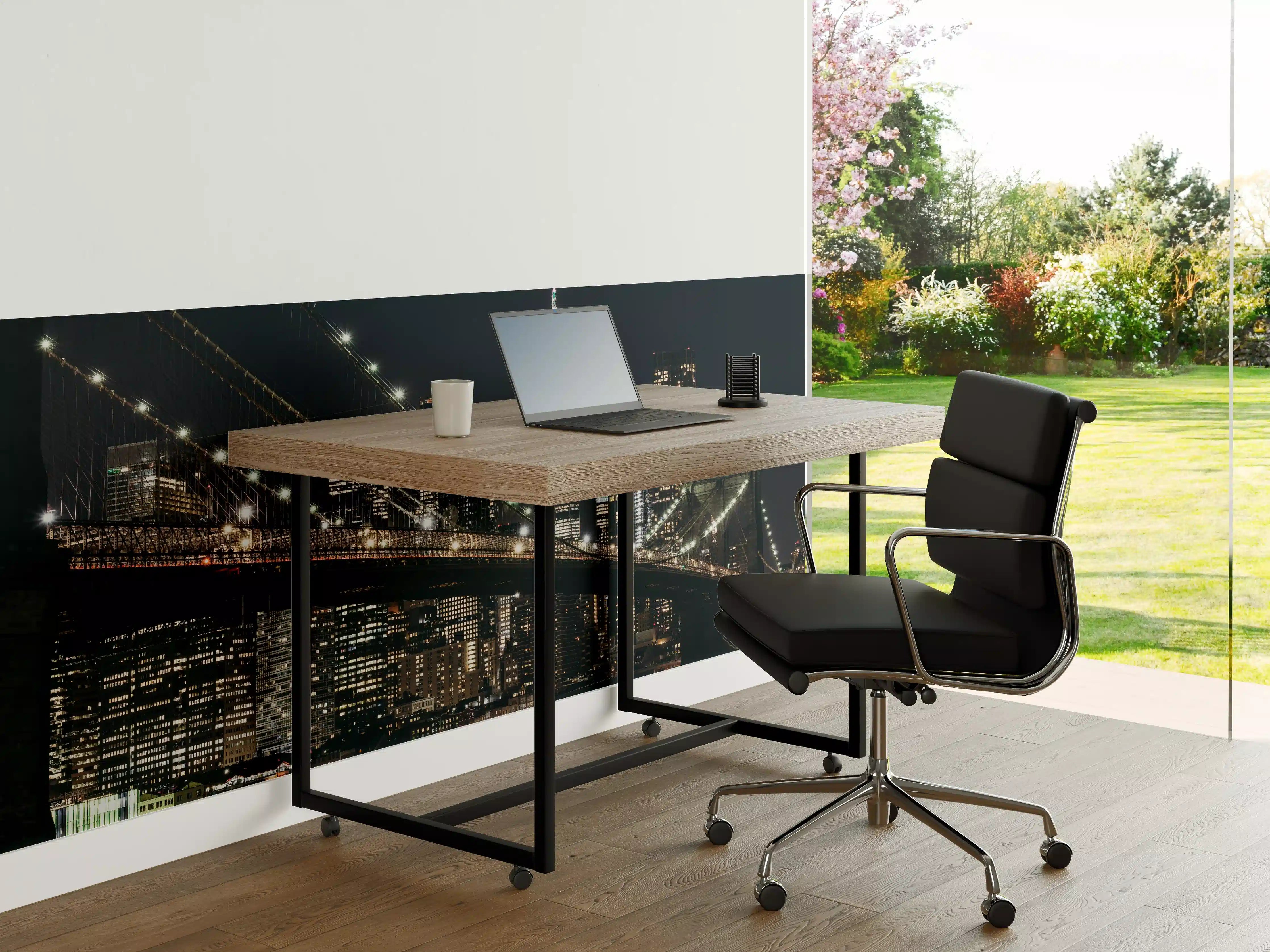 Büro Wandgestaltung - Nachtgrau: Skyline im Schein der Lichter