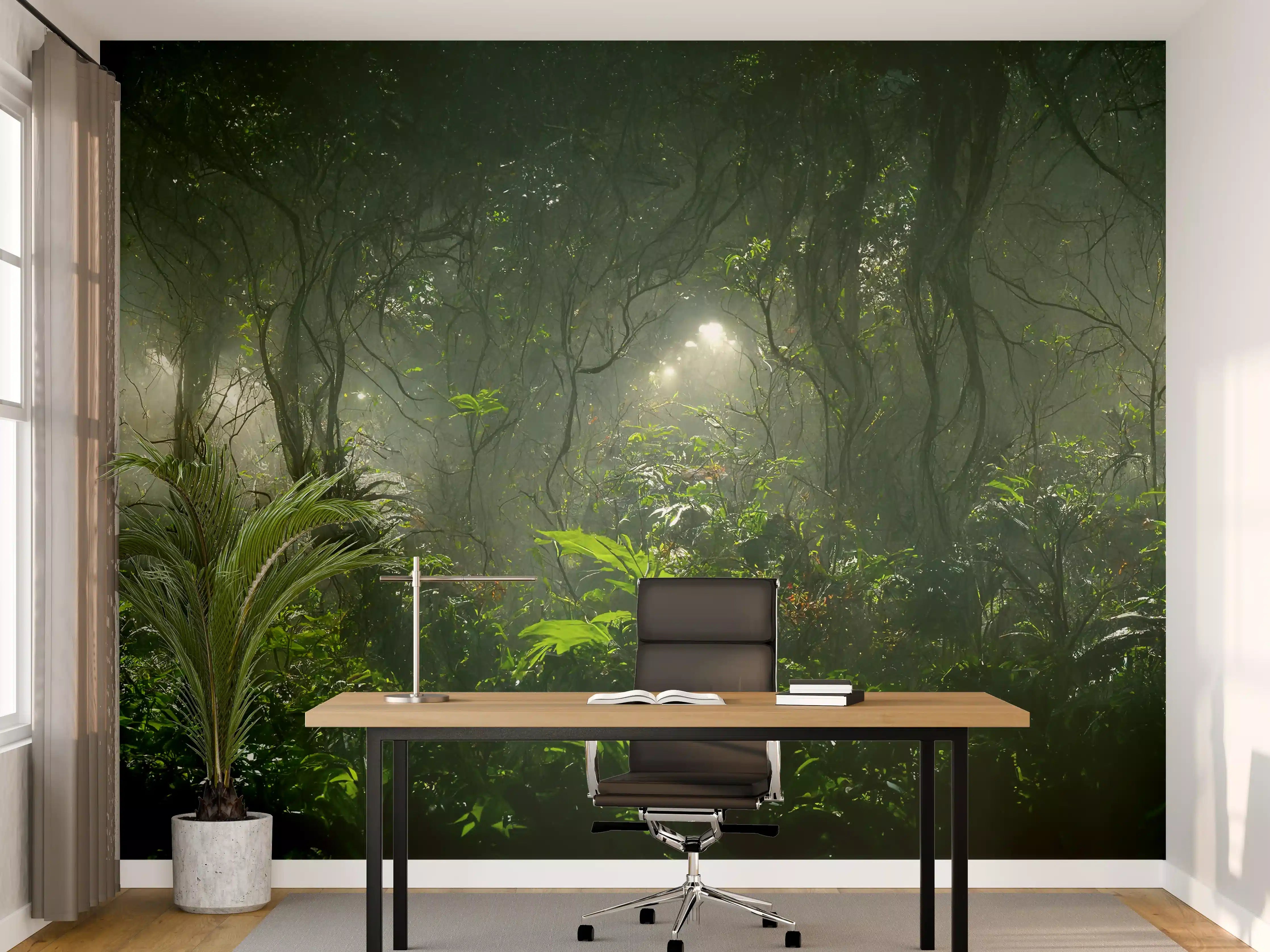 Büro Wandgestaltung - Nachtlandschaft des Dschungels