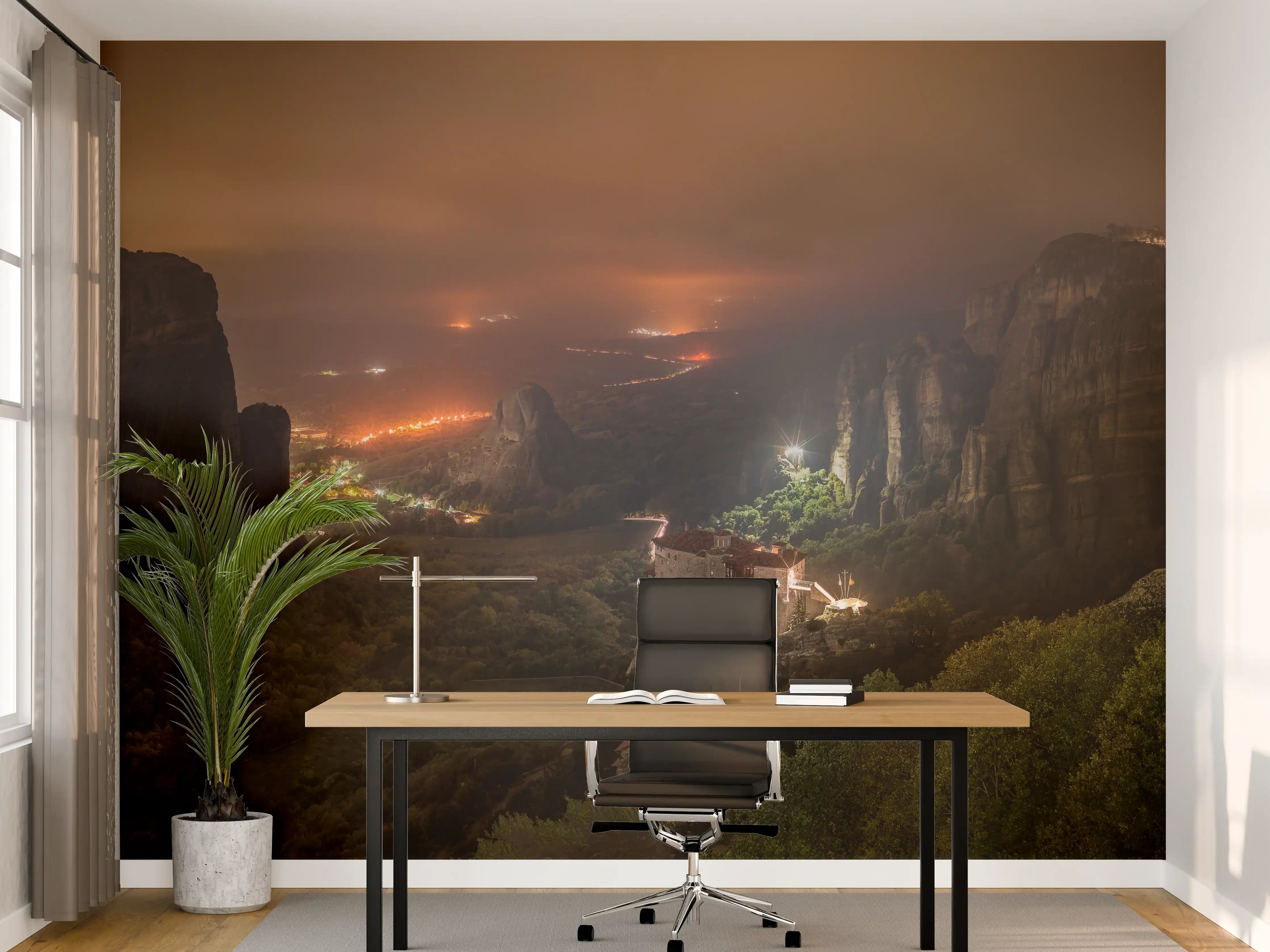 Büro Wandgestaltung - Nächtlicher Blick auf Meteora Berge