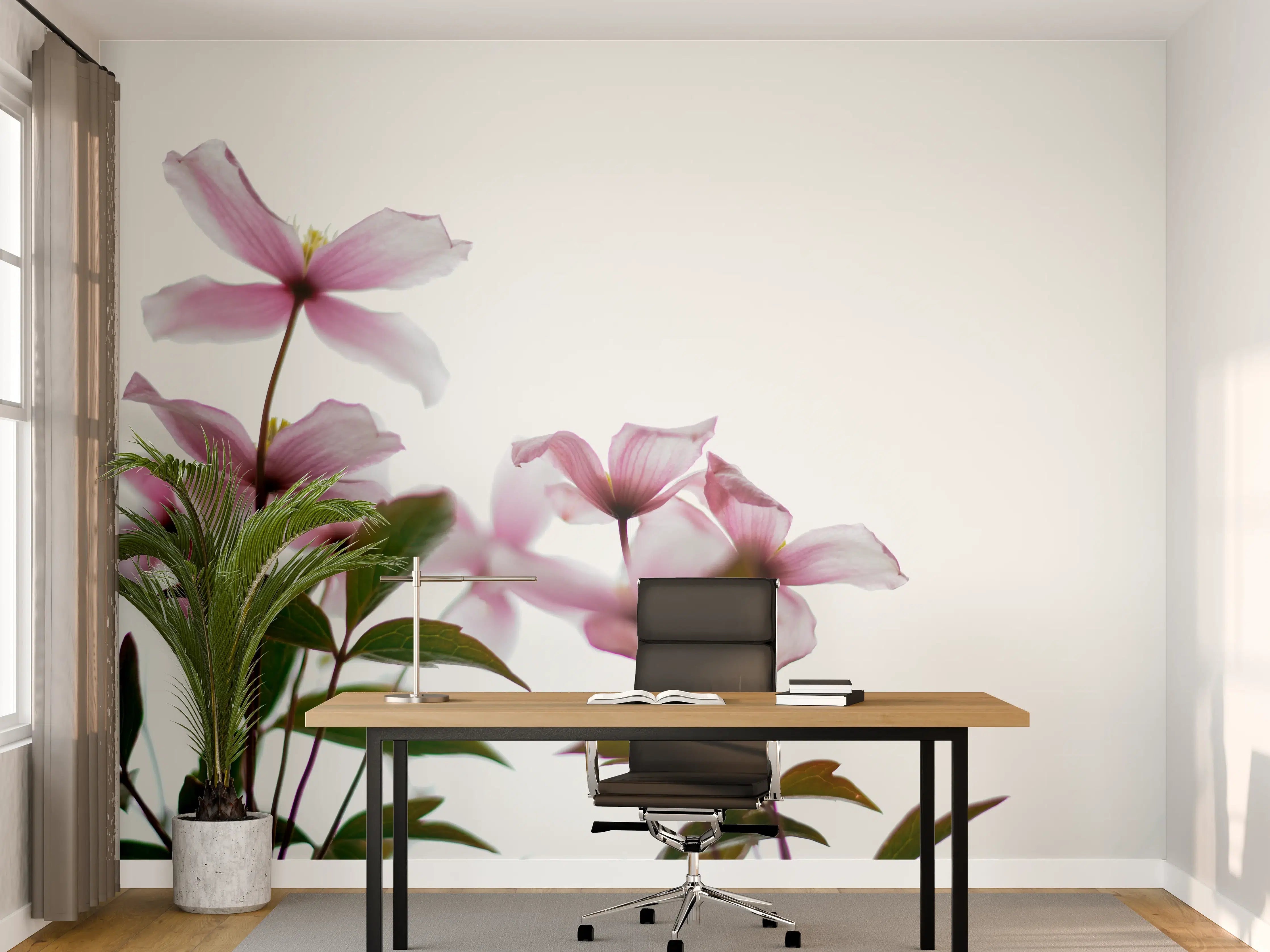Büro Wandgestaltung - Nahaufnahme - Clematis Blüten