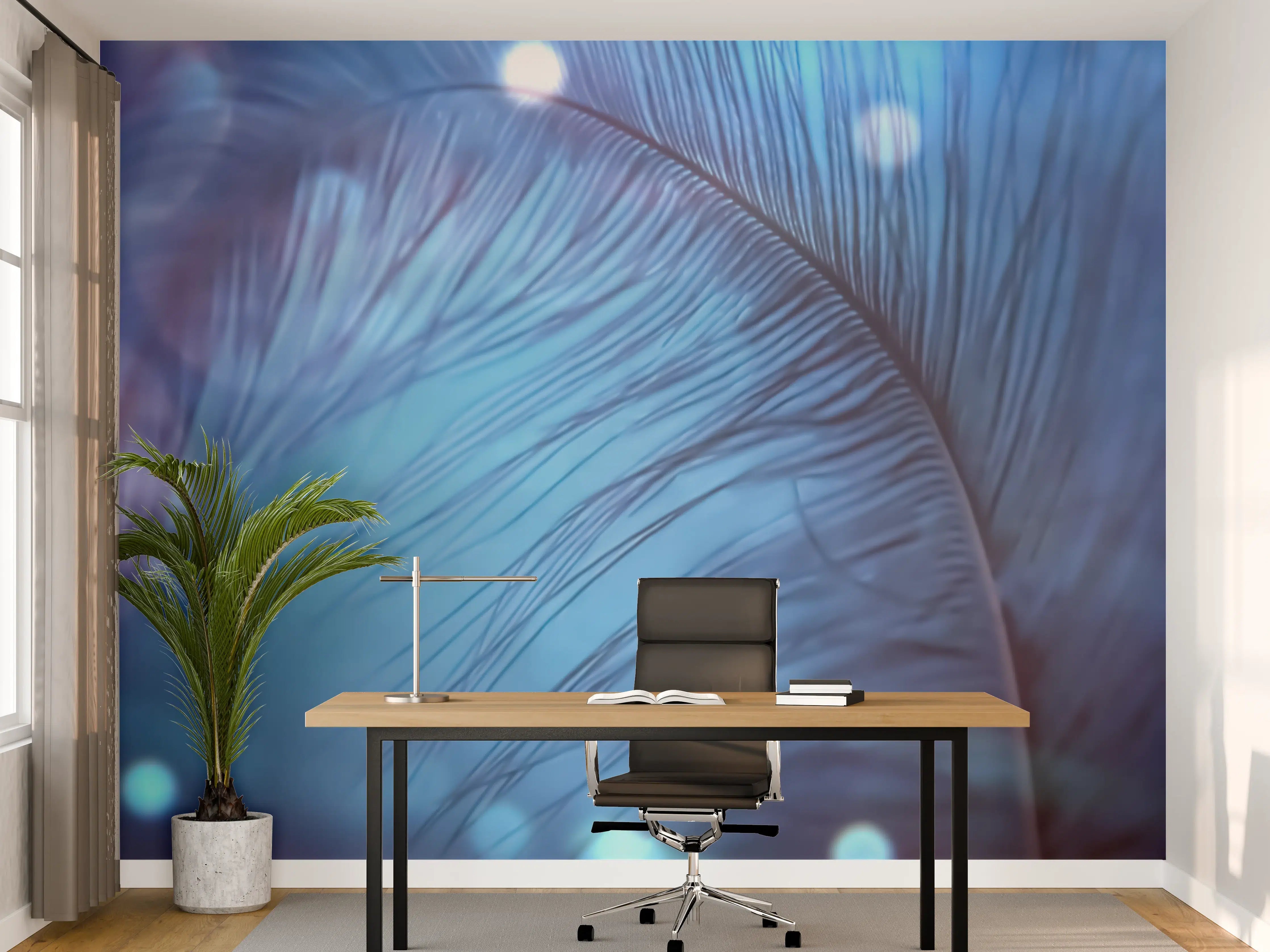 Büro Wandgestaltung - Nahaufnahme einer blauen Feder