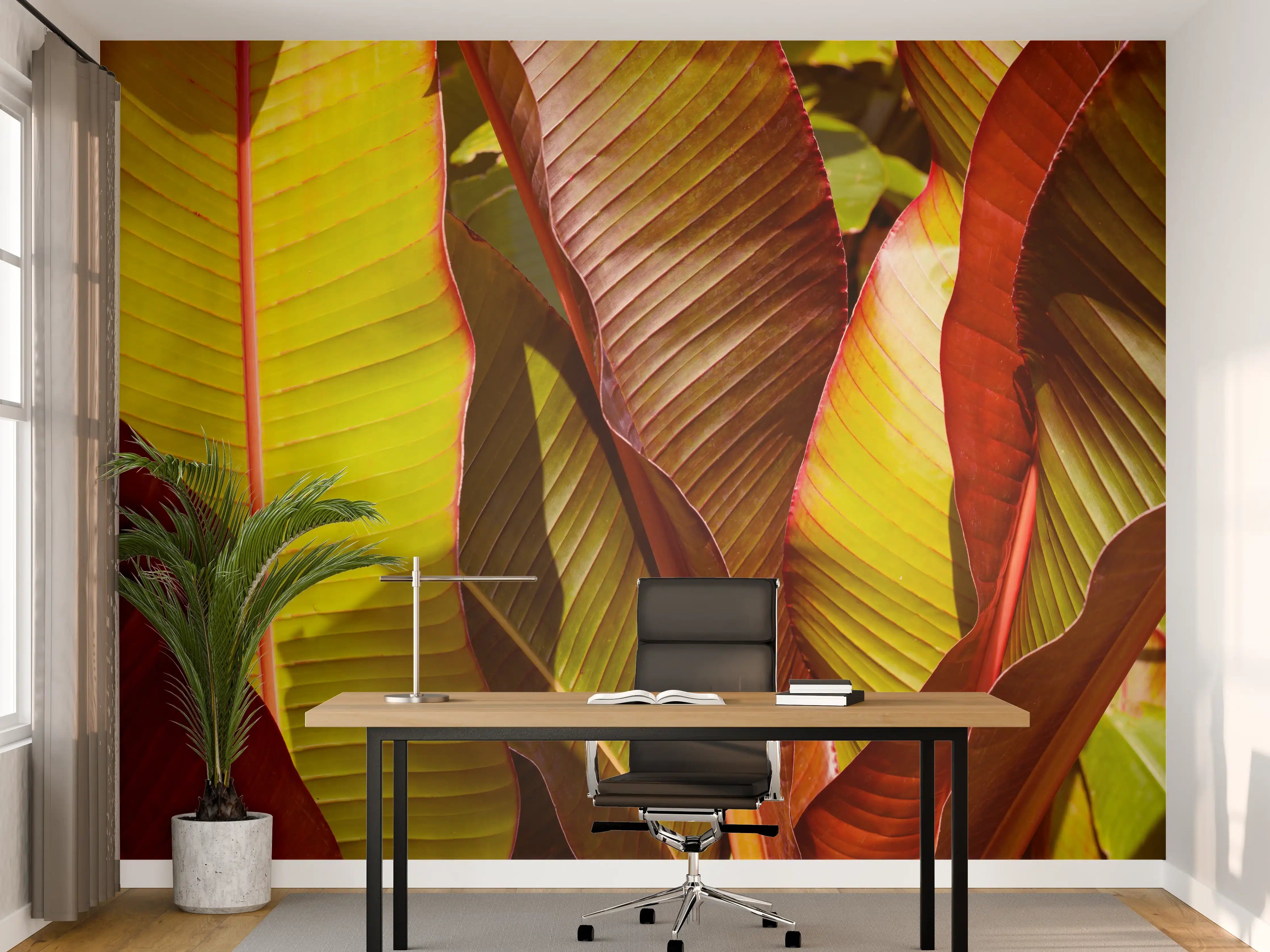 Büro Wandgestaltung - Nahaufnahme von Bananenblättern