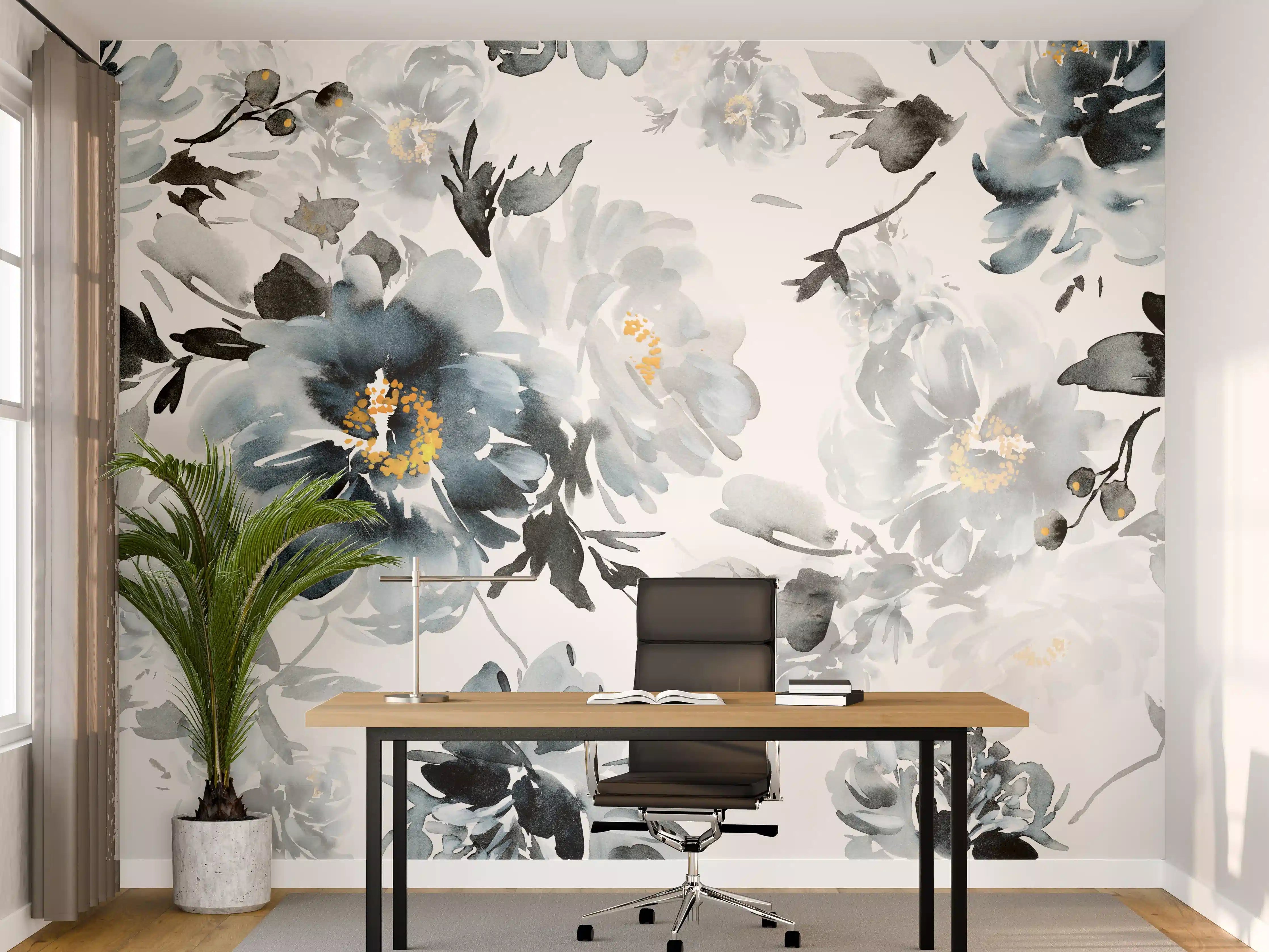 Büro Wandgestaltung - Nahtlose Sommer Muster mit Aquarell Blumen