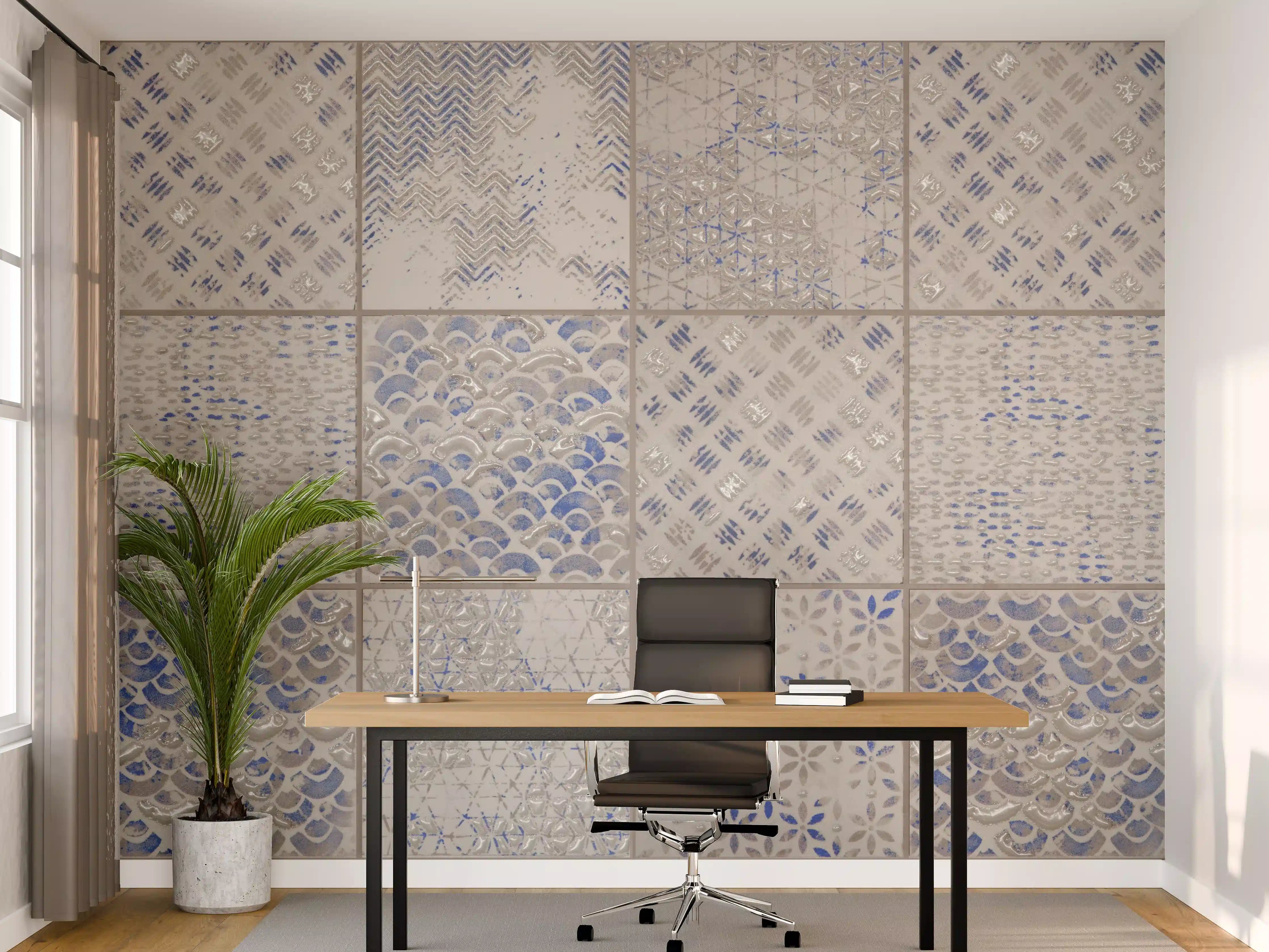 Büro Wandgestaltung - Nahtlose Vintage Retro Fliesen