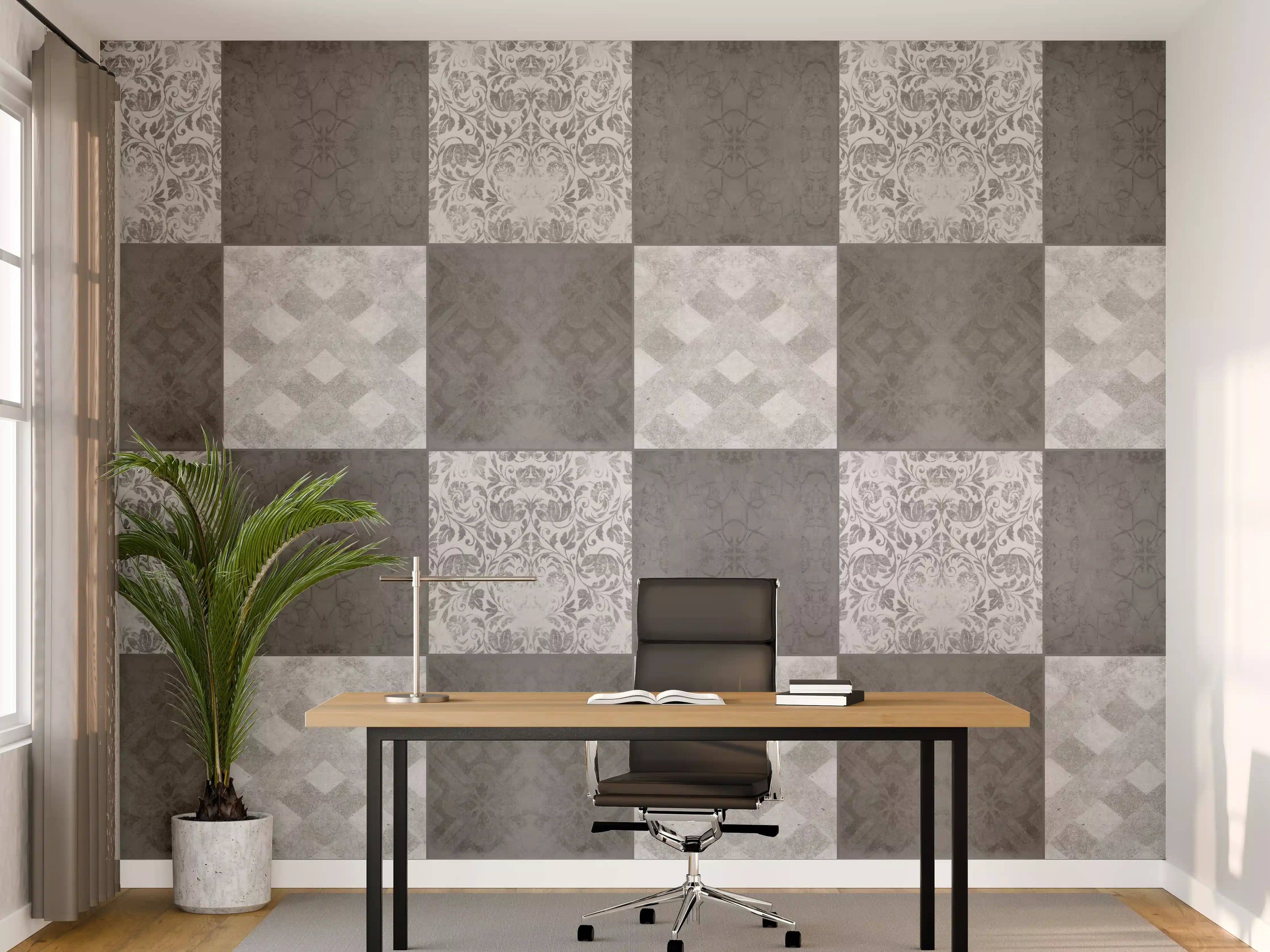 Büro Wandgestaltung - Nahtlose dunkle Vintage Fliesen