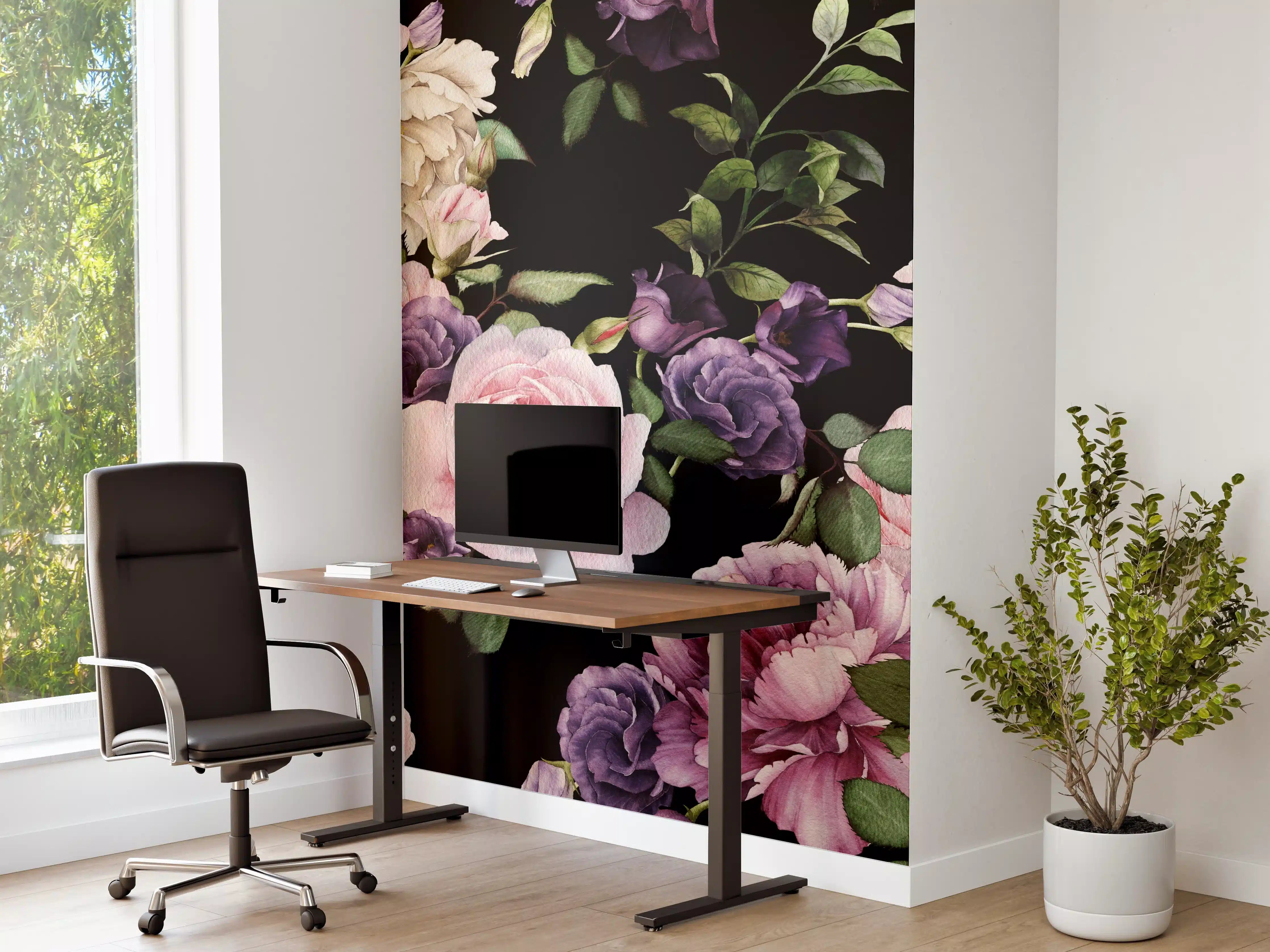 Büro Wandgestaltung - Nahtloses florales Muster mit Rosen