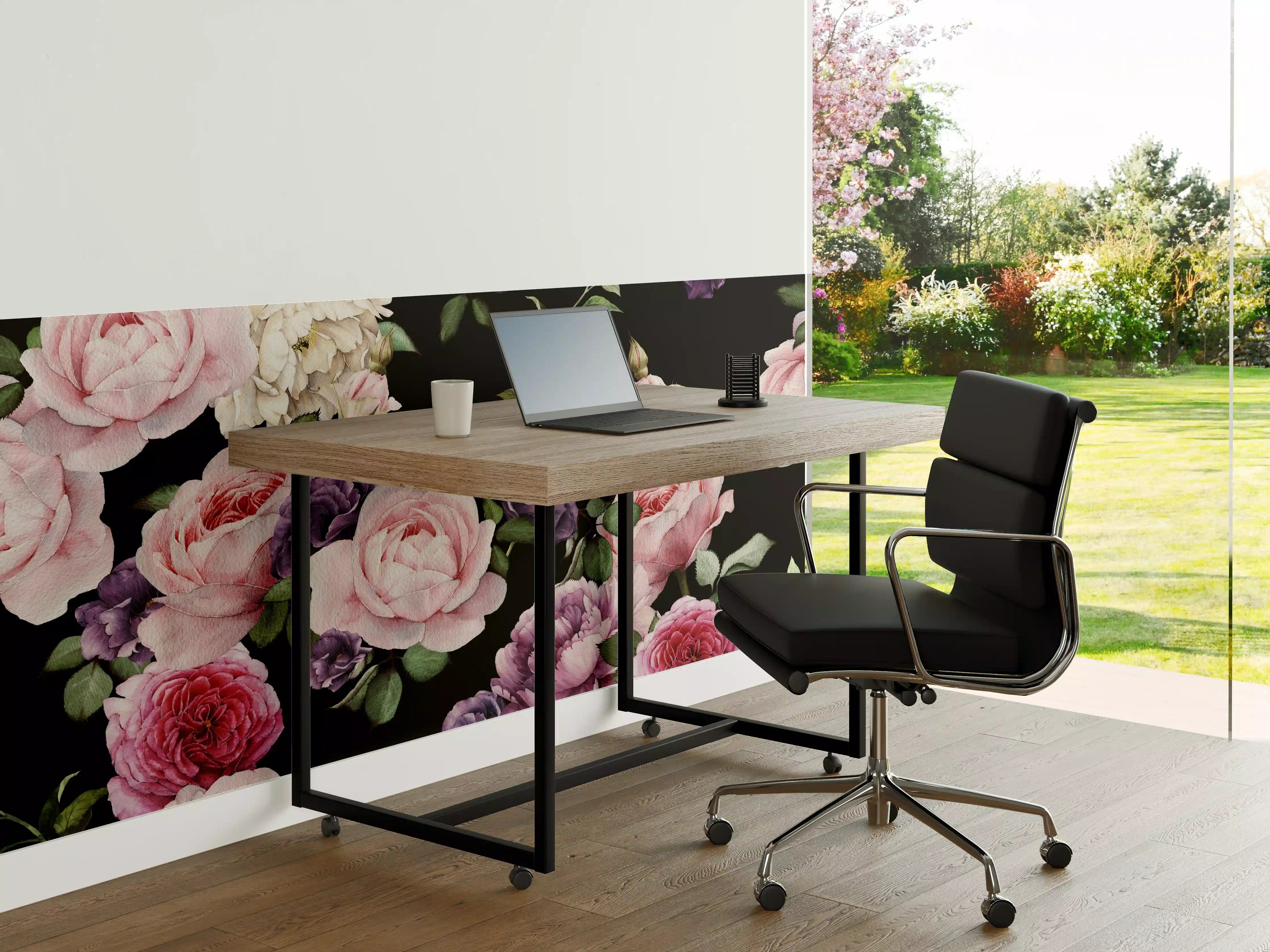Büro Wandgestaltung - Nahtloses florales Muster mit Rosen