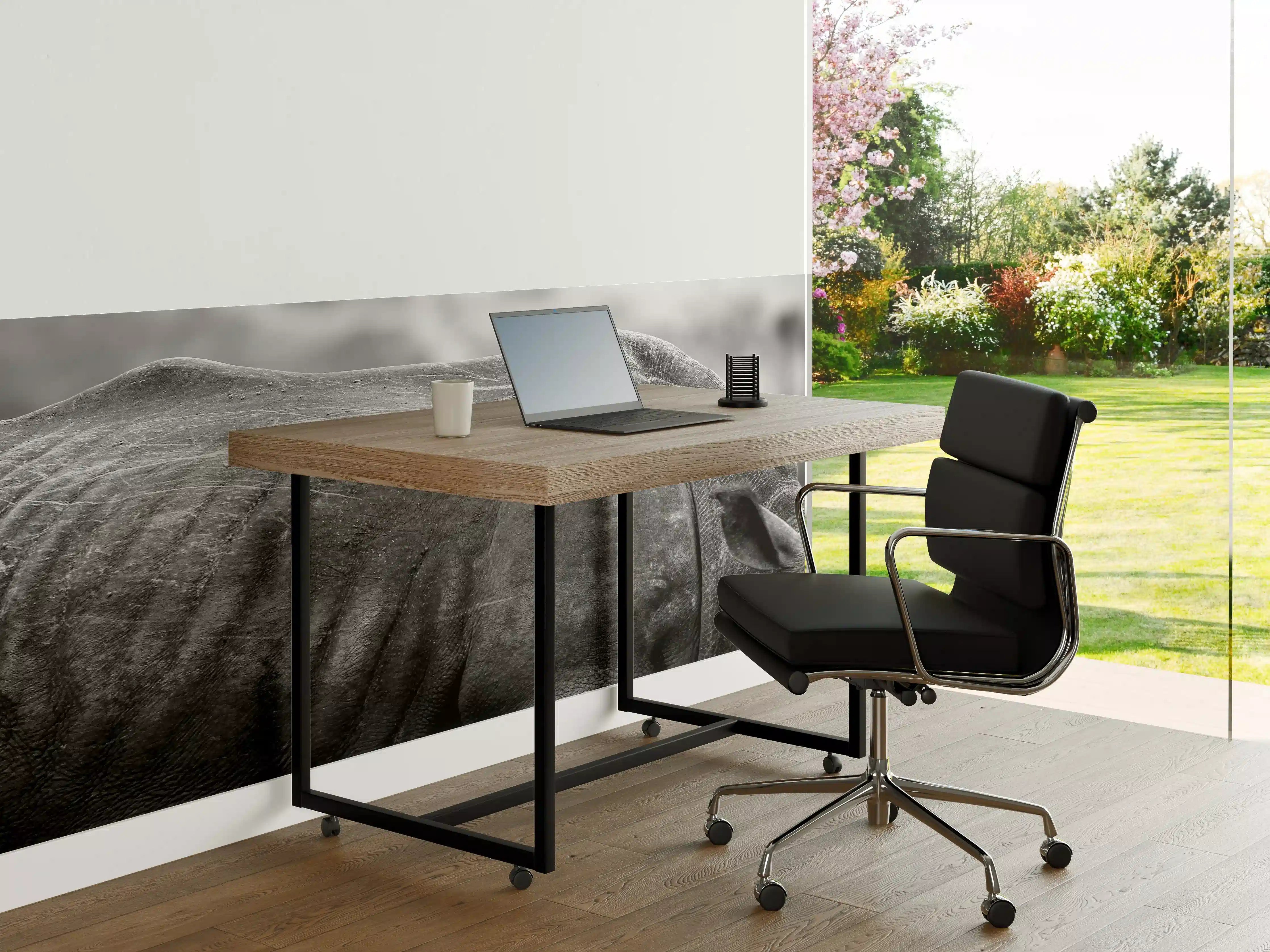 Büro Wandgestaltung - Nashorn - schwarz-weiß
