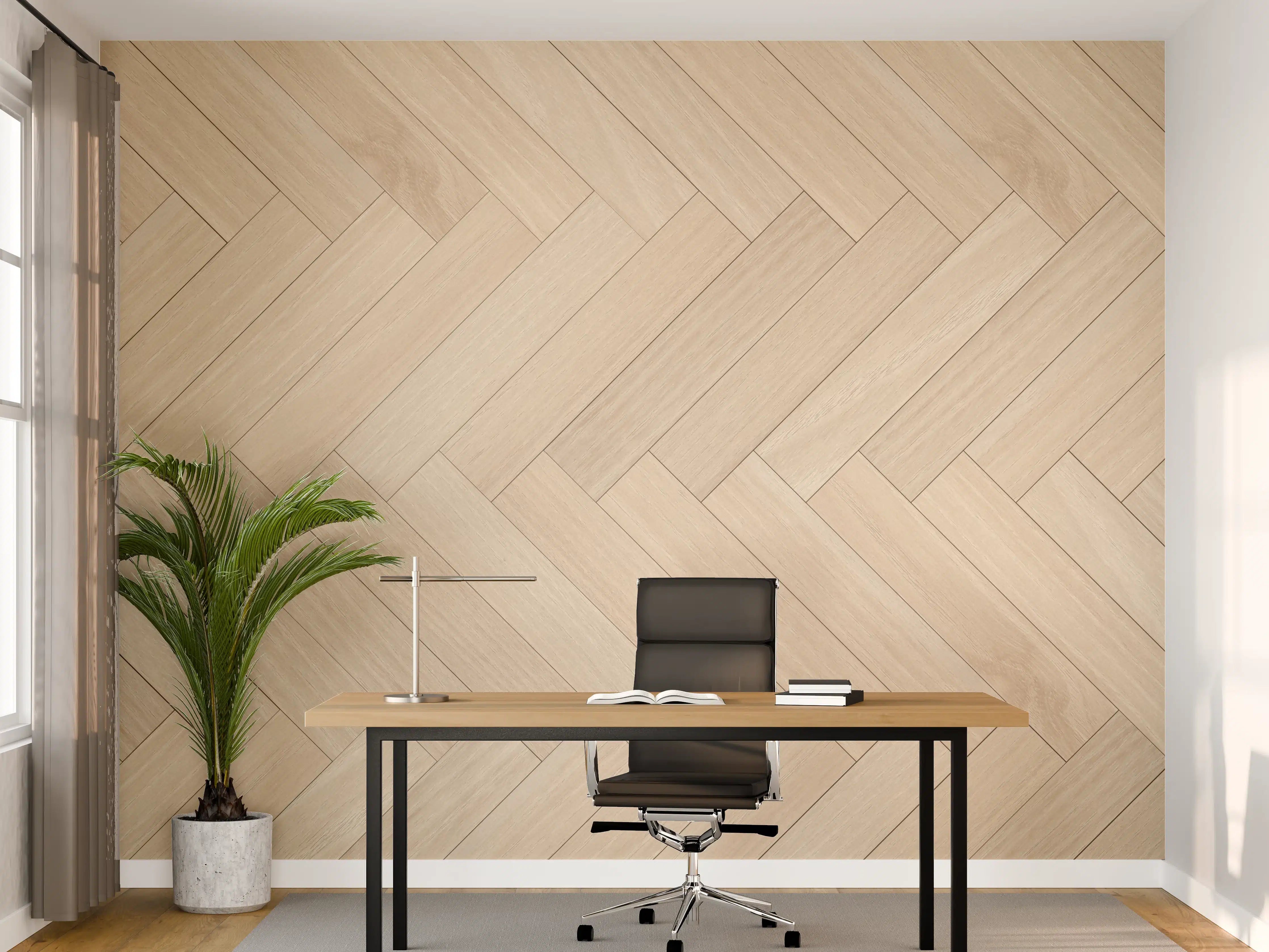 Büro Wandgestaltung - Natürliche Holztextur - Beige