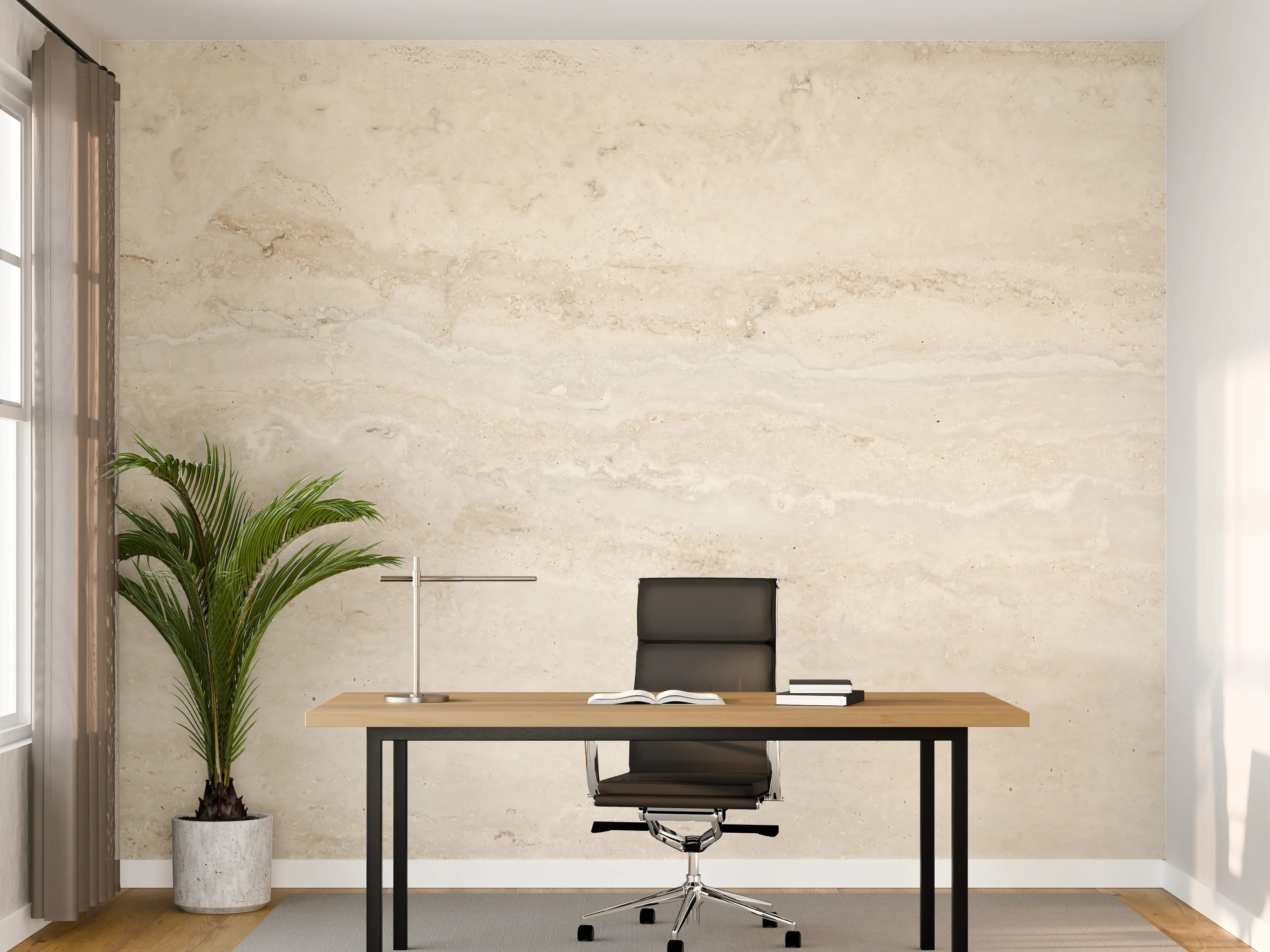 Büro Wandgestaltung - Natürlicher Travertin-Stein