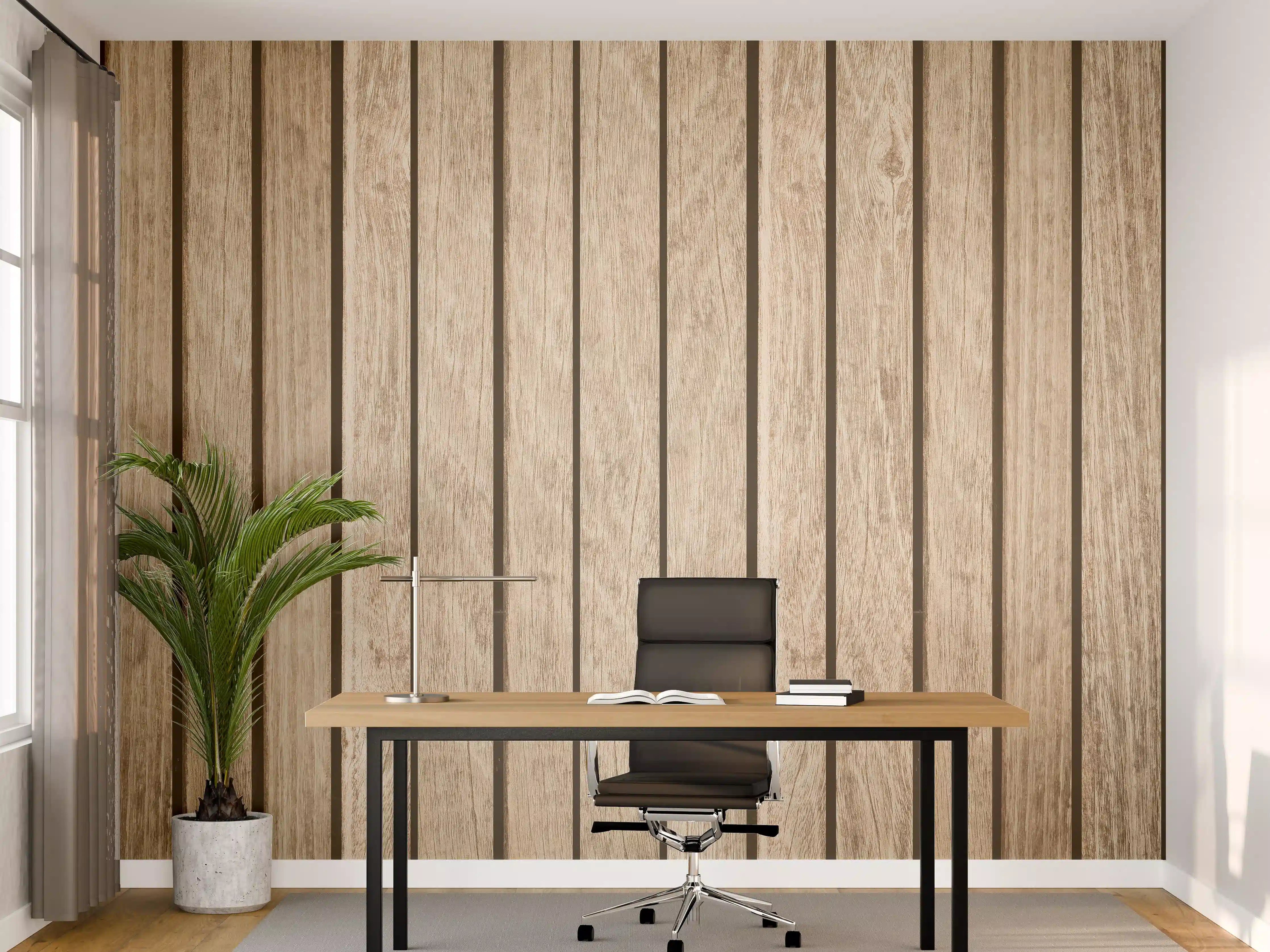 Büro Wandgestaltung - Natürliches Holzdielenmuster