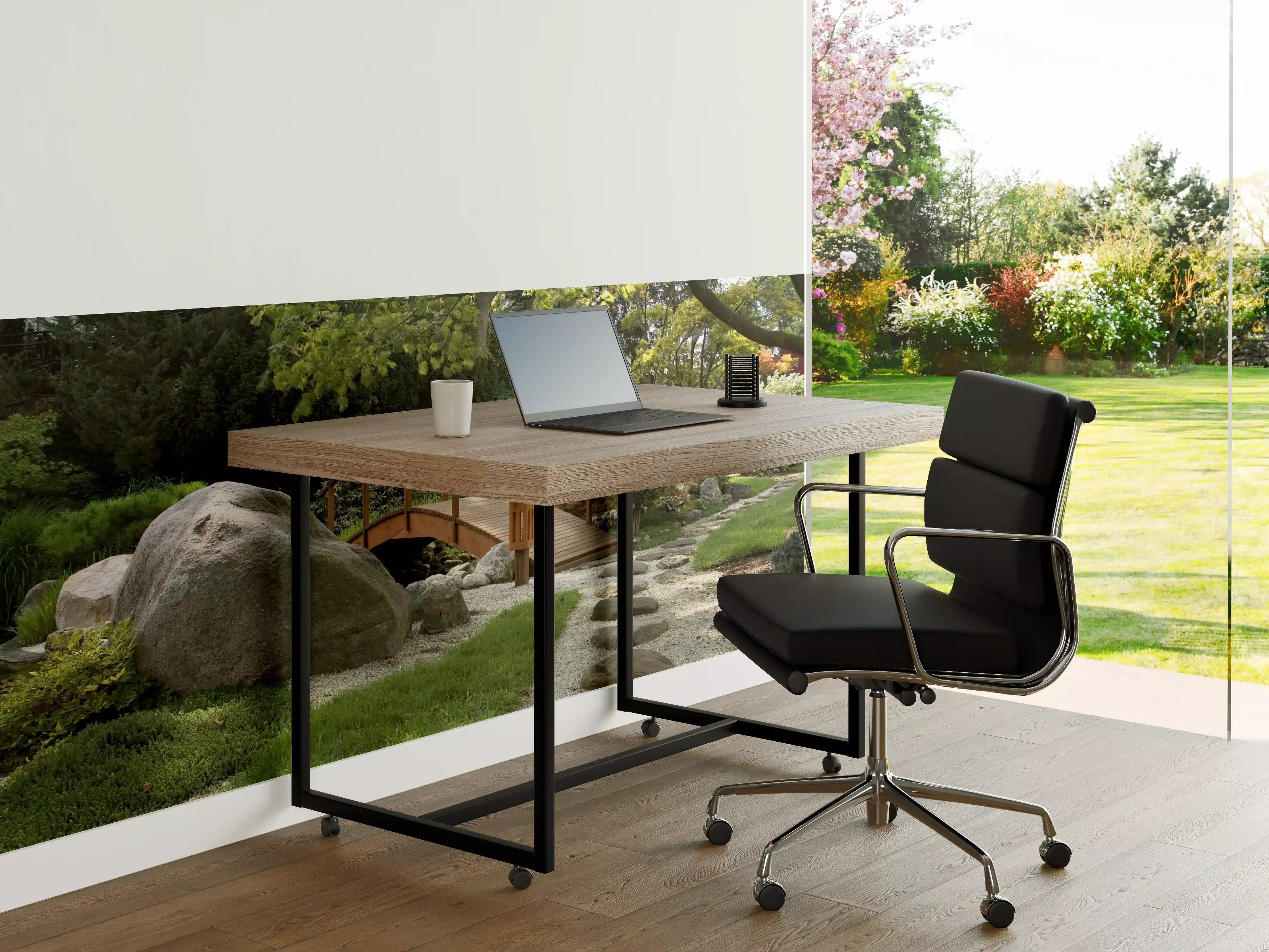 Büro Wandgestaltung - Naturgarten mit Steinweg und Brücke