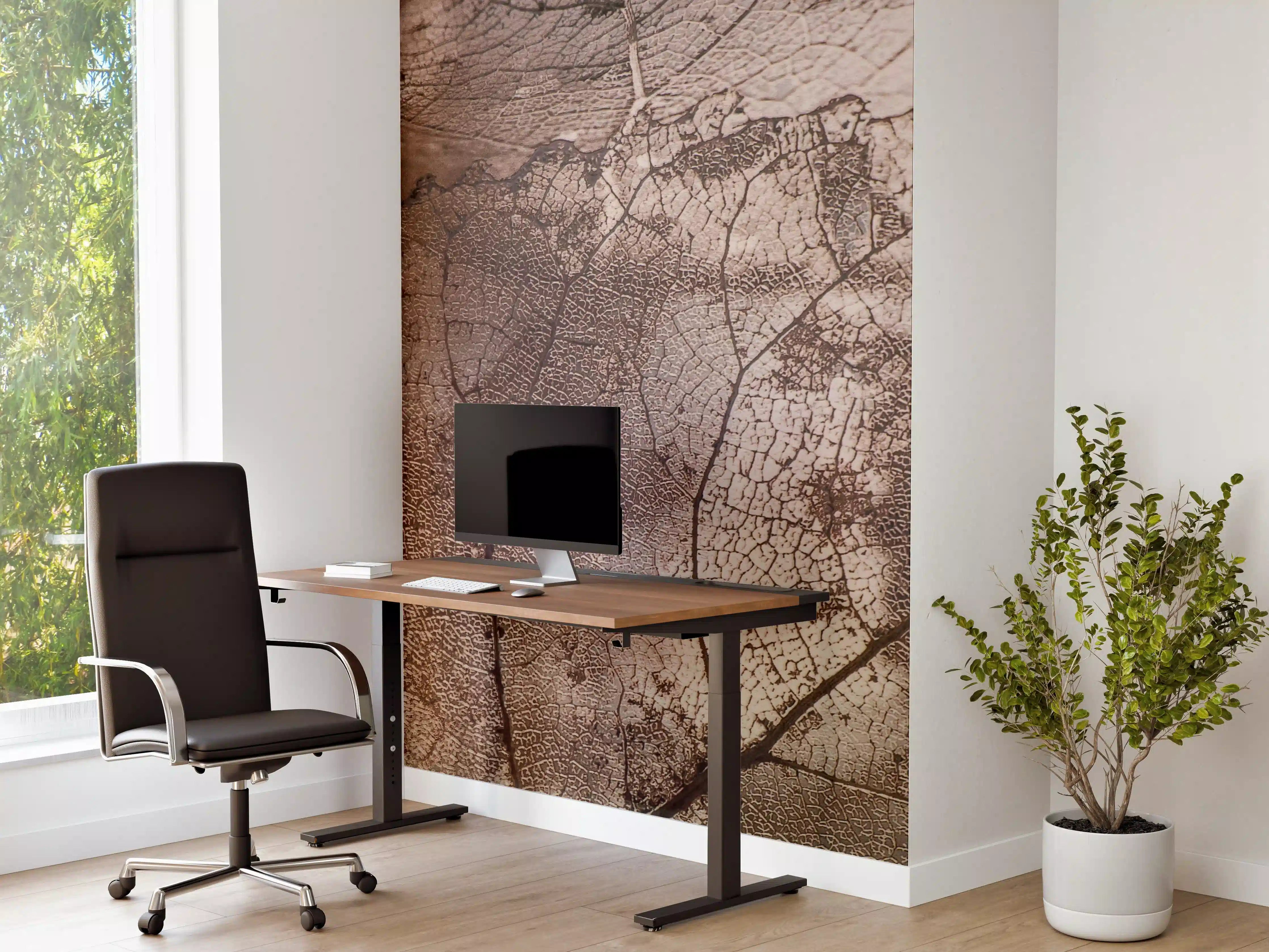 Büro Wandgestaltung - Naturlicher Blattschmuck mit feinen Strukturen