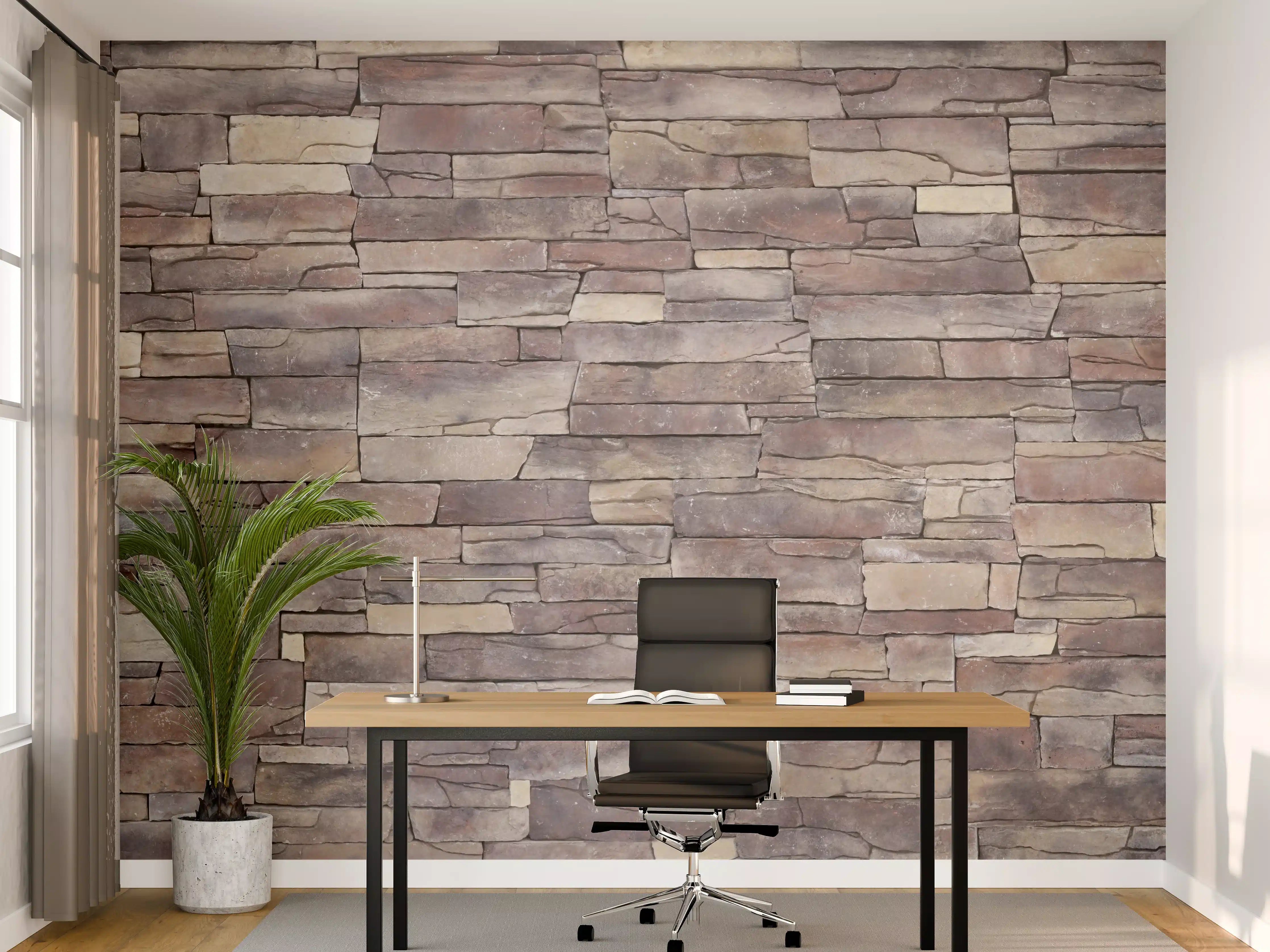 Büro Wandgestaltung - Natursteinmauer aus Sandstein