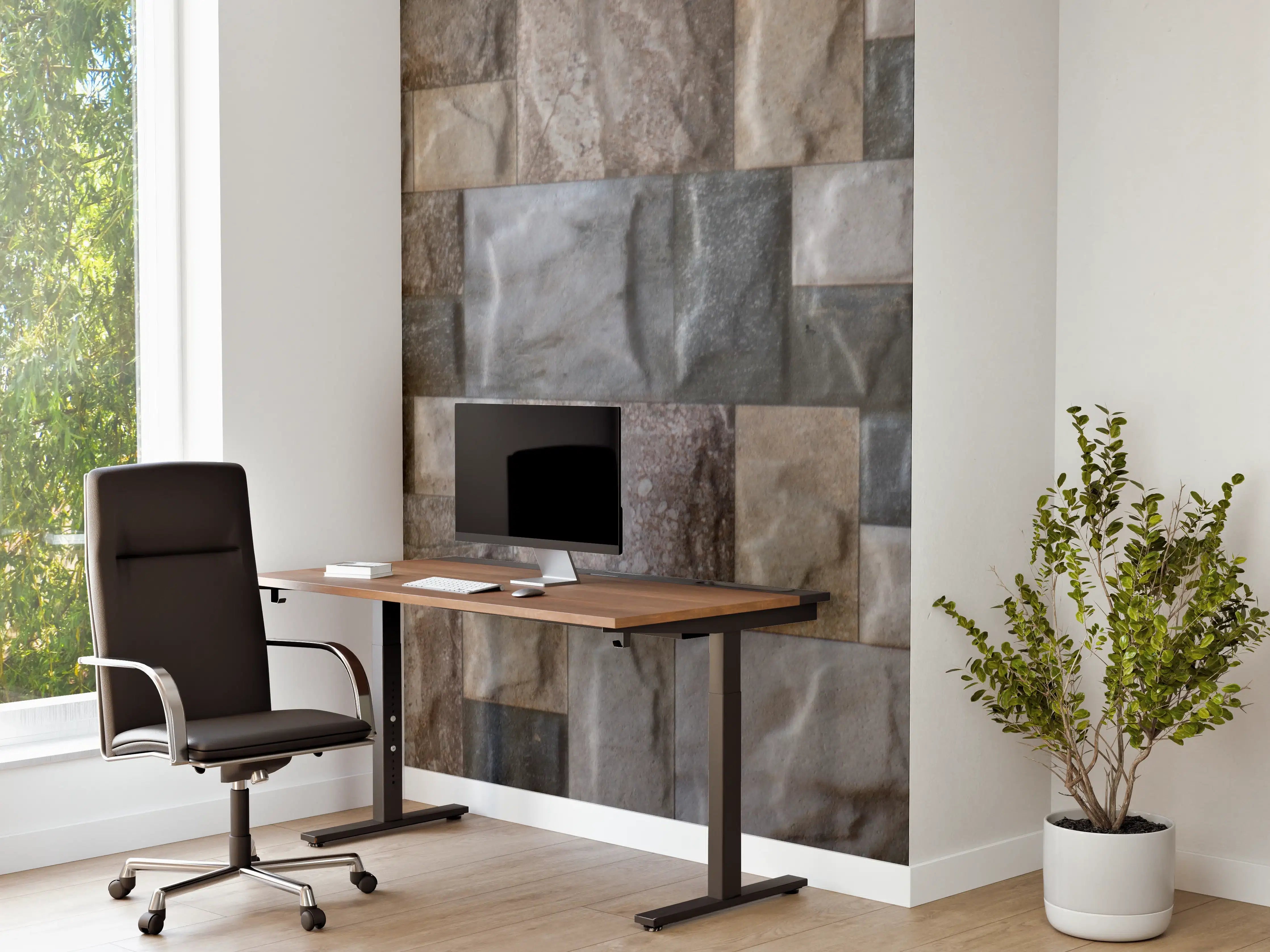 Büro Wandgestaltung - Natursteinmauer mit grauen und beigen Tönen
