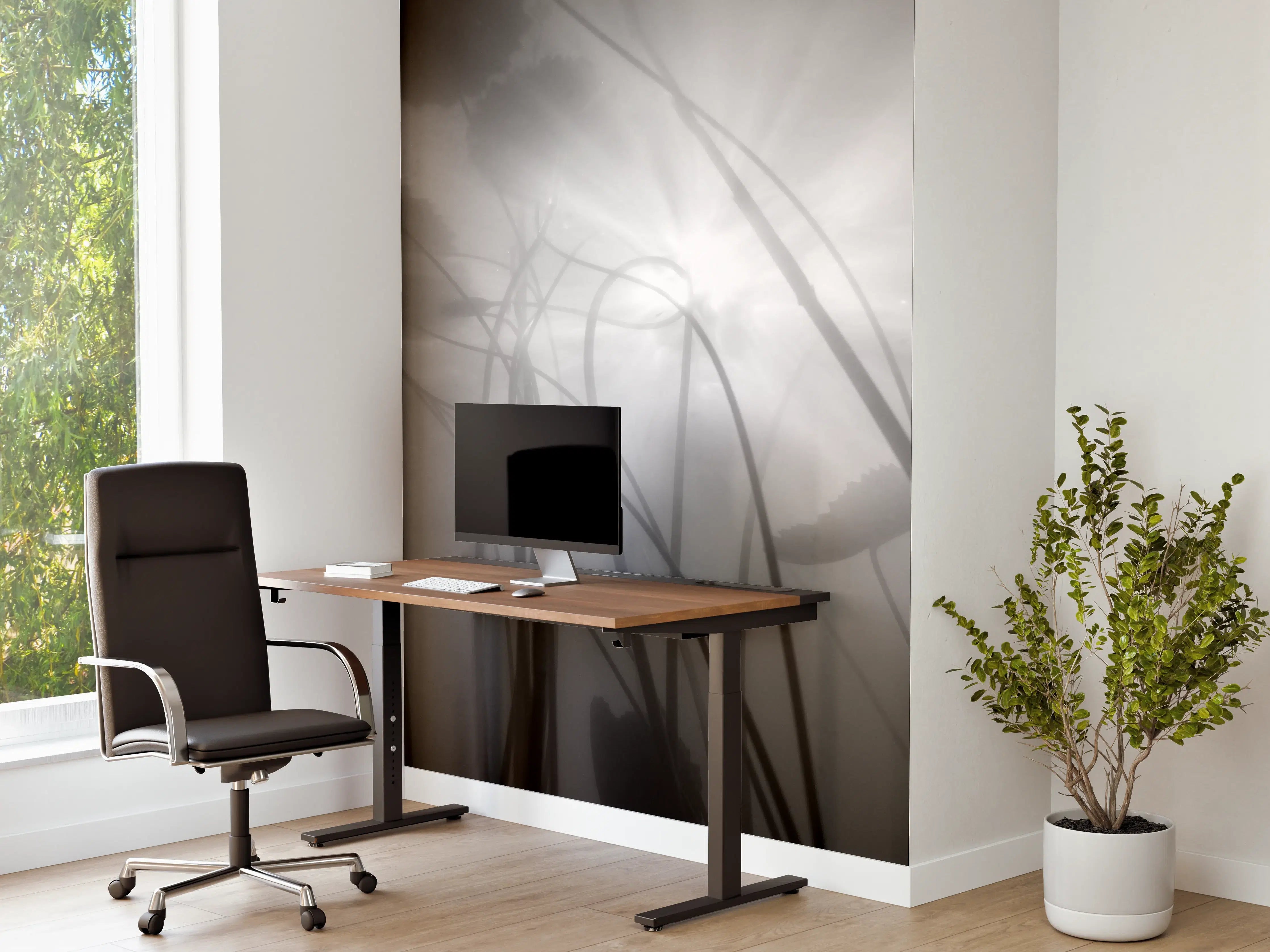 Büro Wandgestaltung - Nebelhafte Wasserlilien Monochrom
