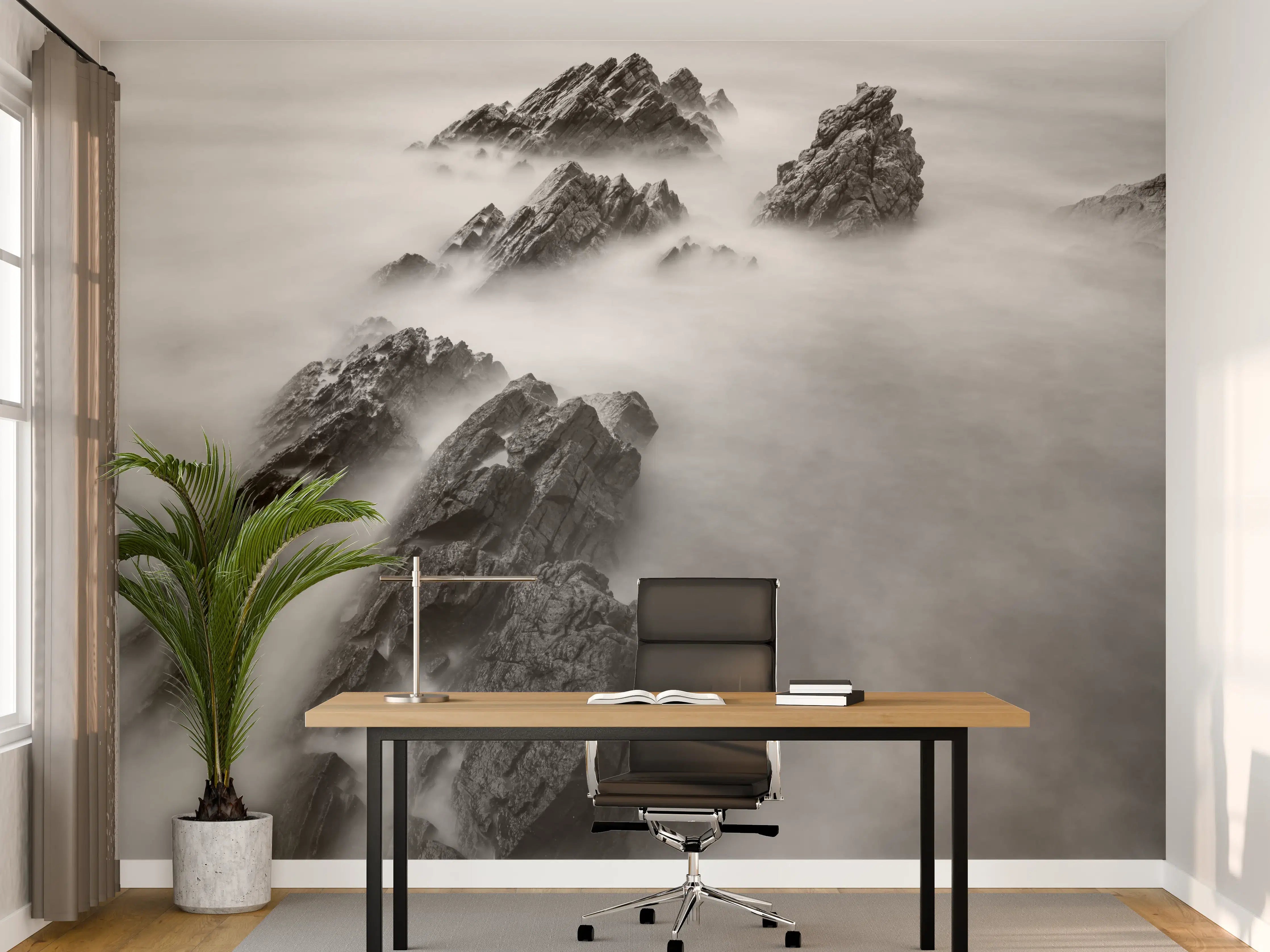 Büro Wandgestaltung - Nebelmeer über Felsformationen