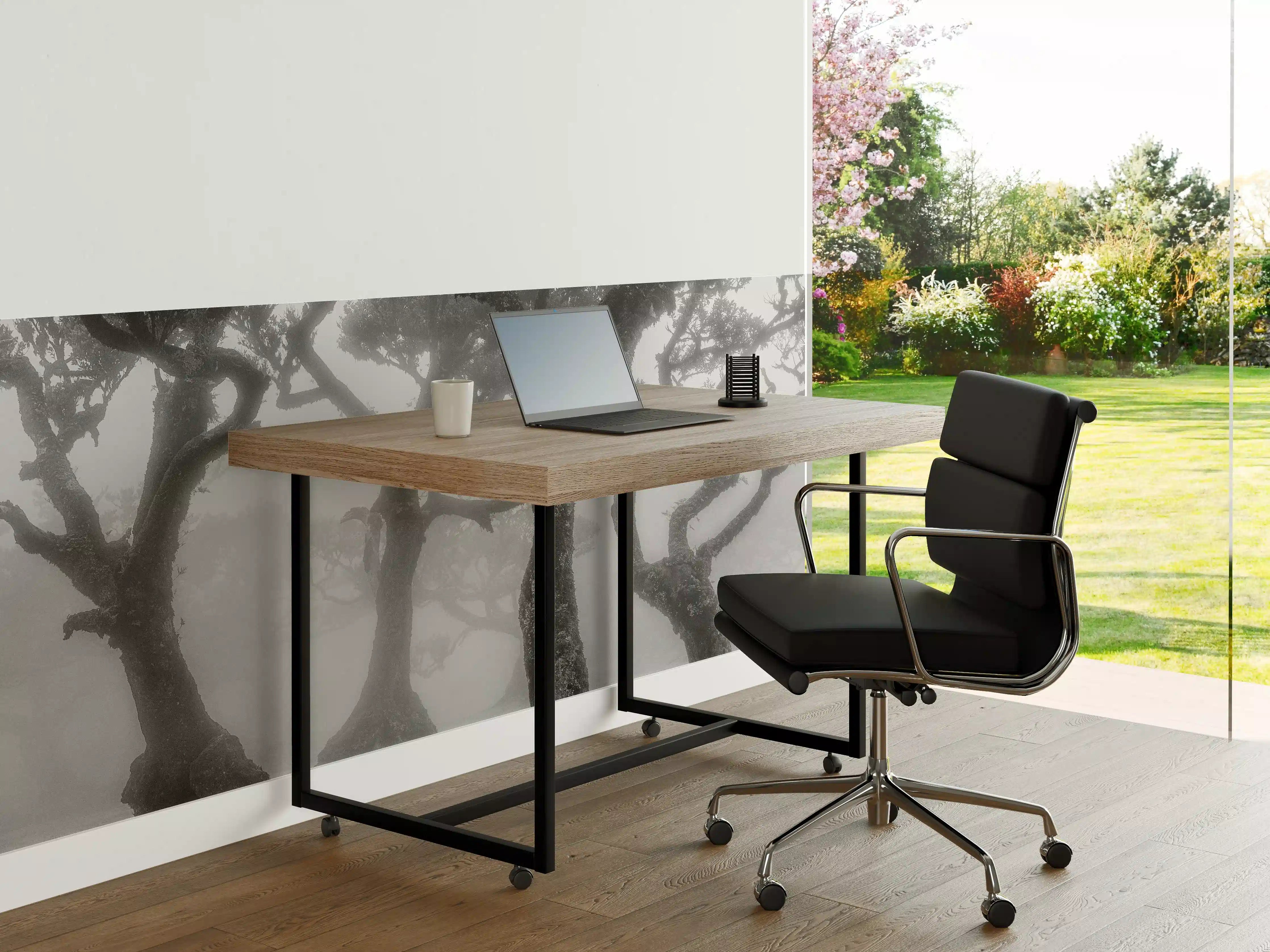 Büro Wandgestaltung - Nebelwald in Schwarz-Weiß