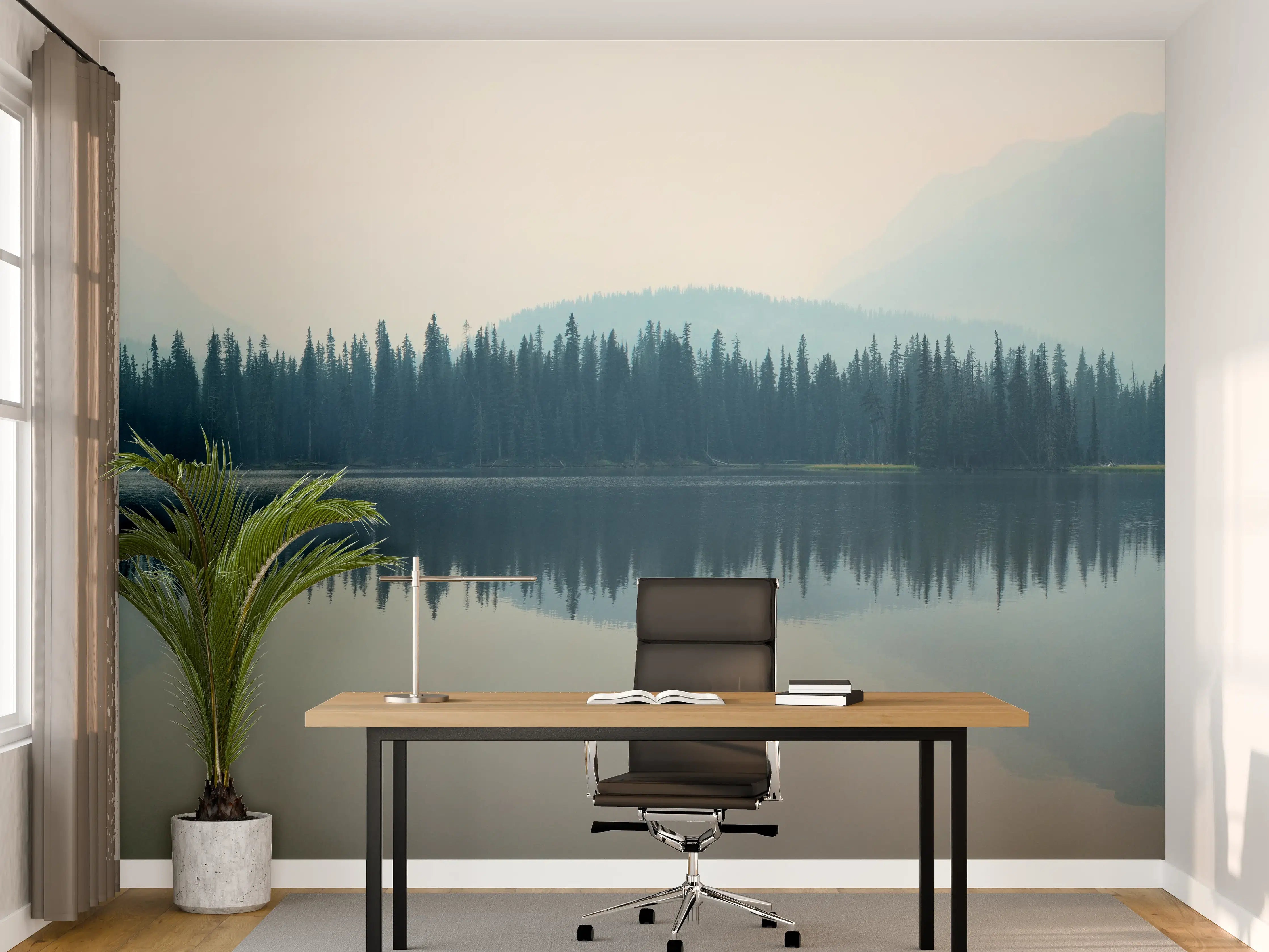 Büro Wandgestaltung - Nebliger Bergsee