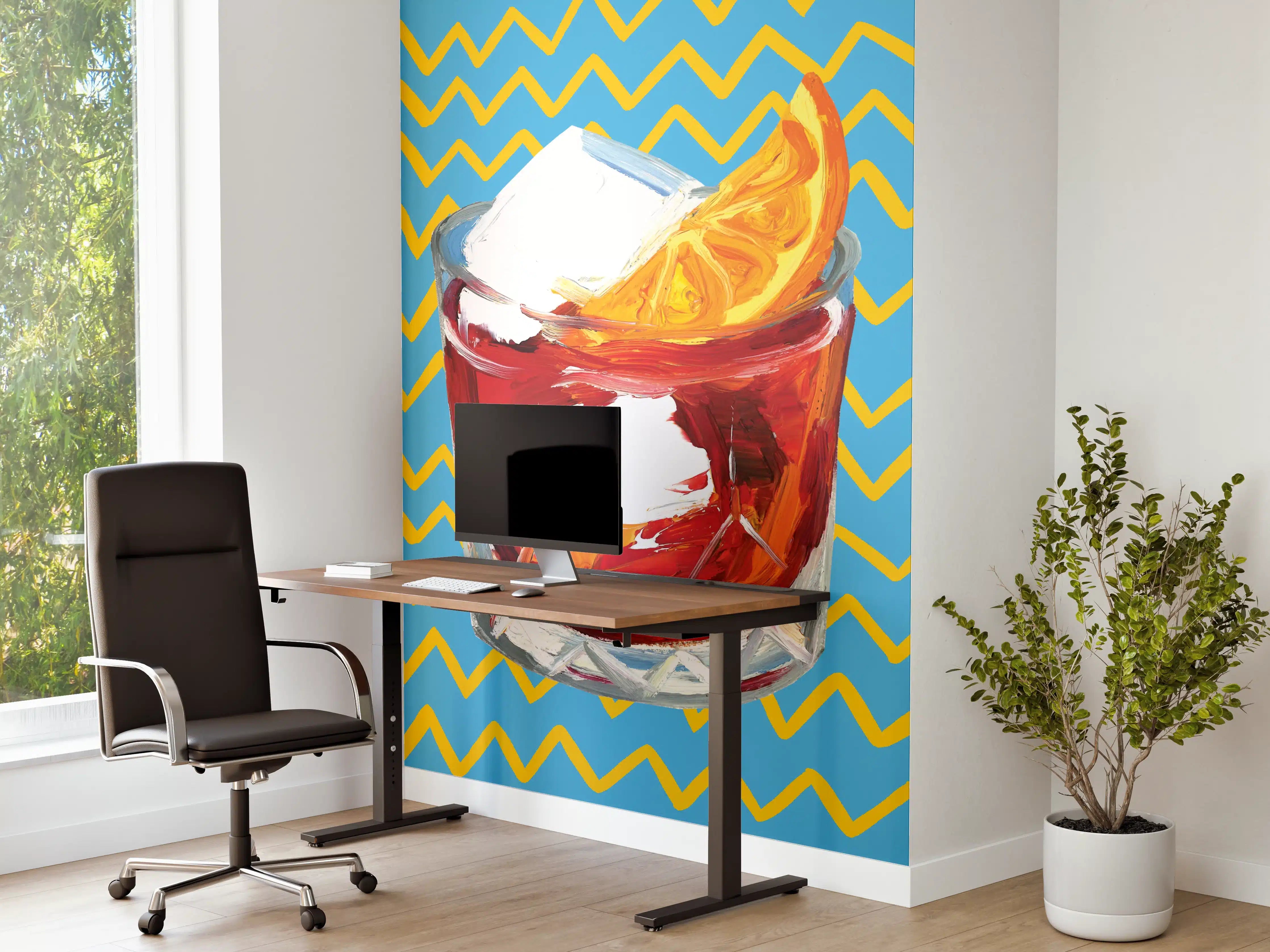 Büro Wandgestaltung - Negroni Cocktail - Acryl Gemälde 