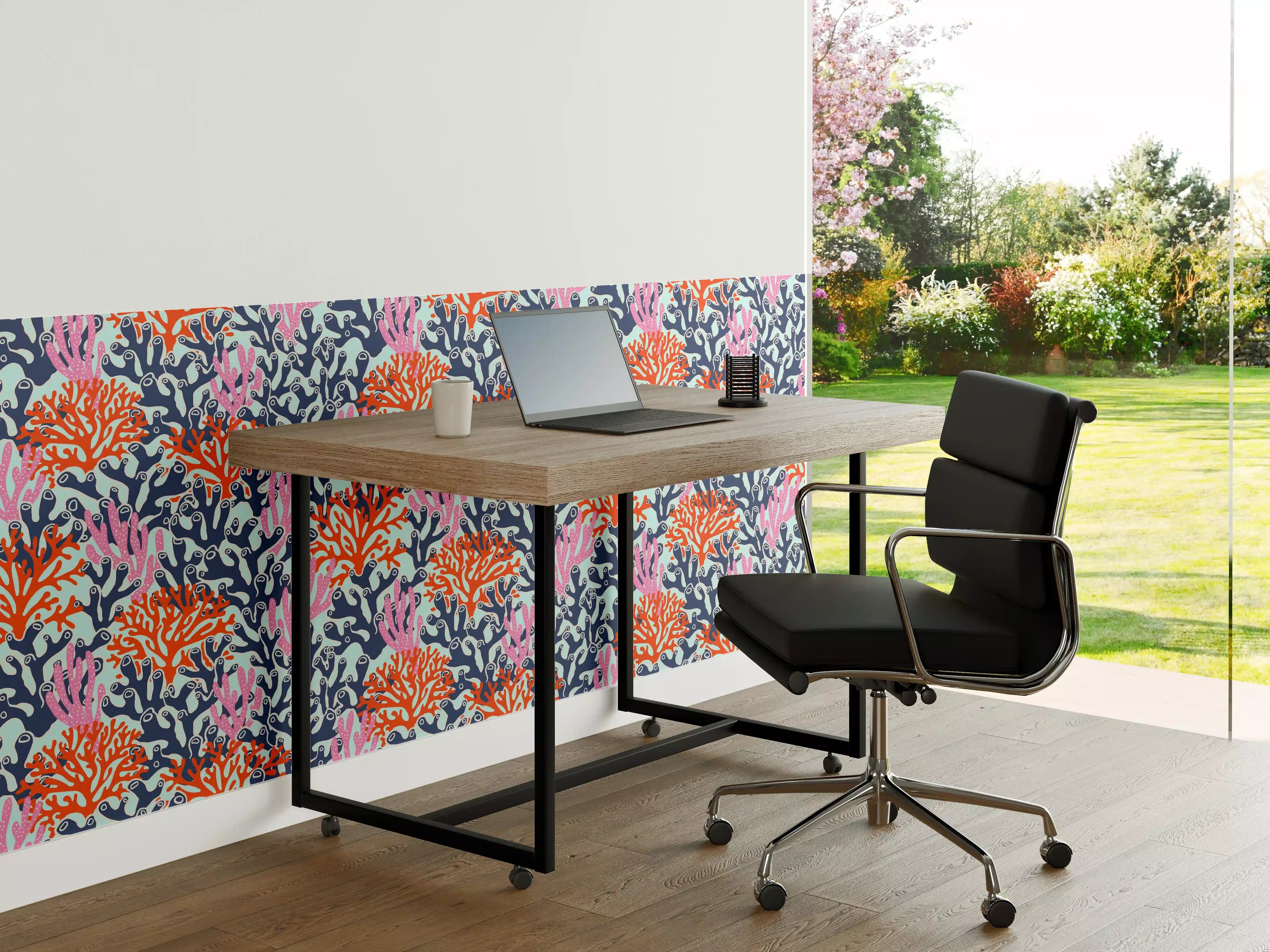 Büro Wandgestaltung - Neon-Korallen Blau Orange Pink