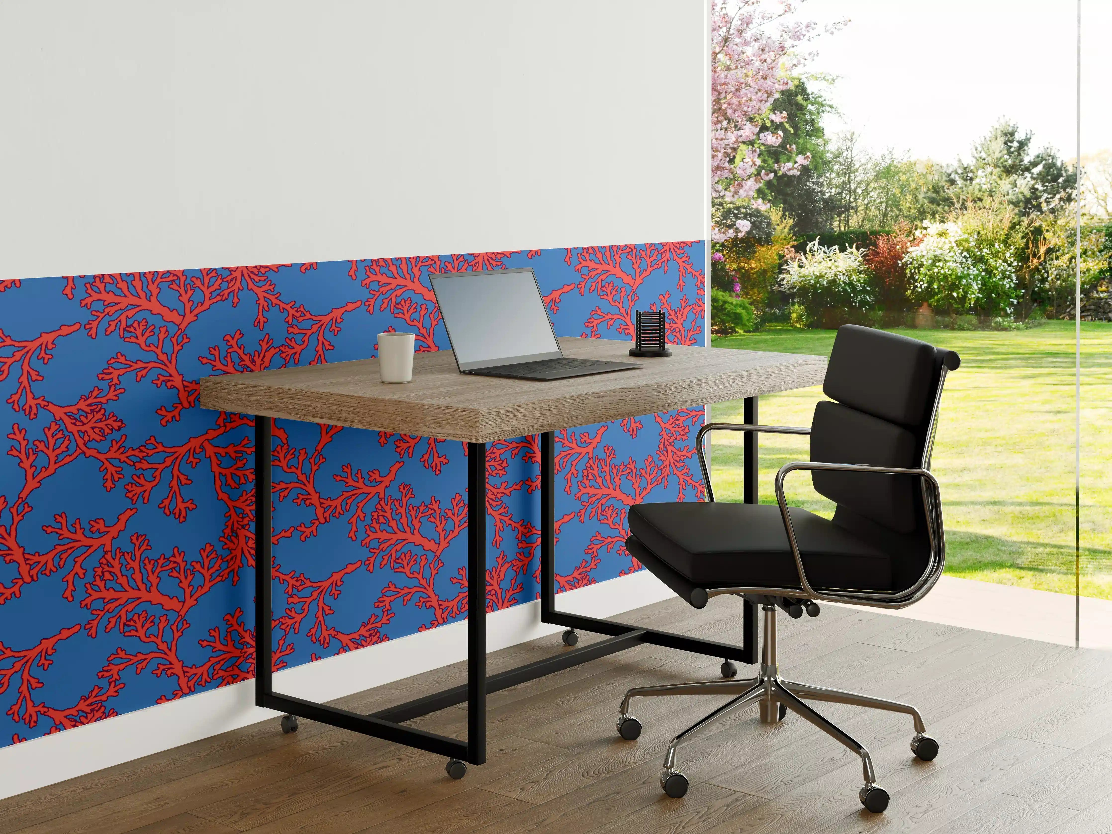 Büro Wandgestaltung - Neon-Korallen Blau-Rot