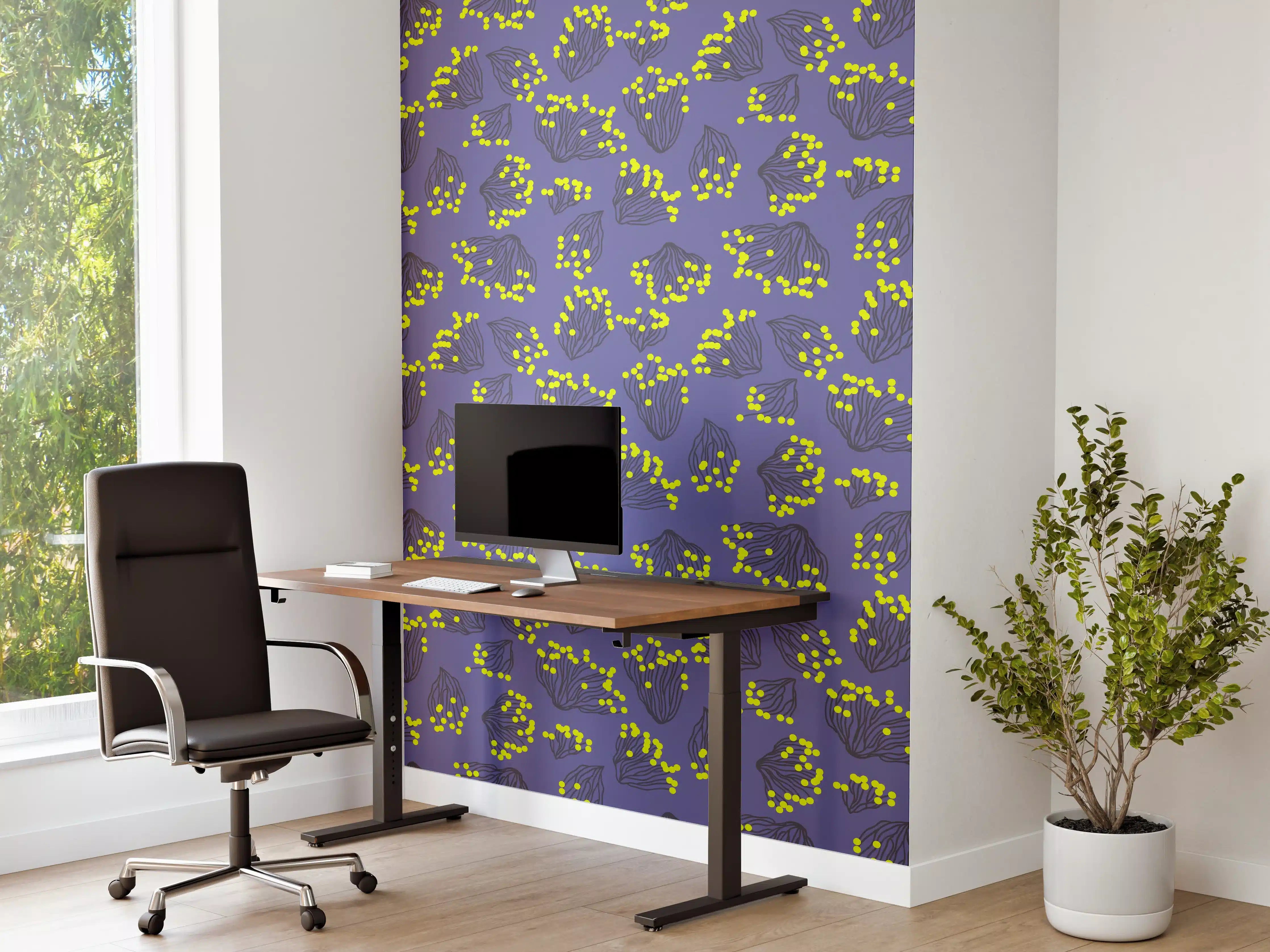 Büro Wandgestaltung - Neon-Korallen Lila-Gelb Muster