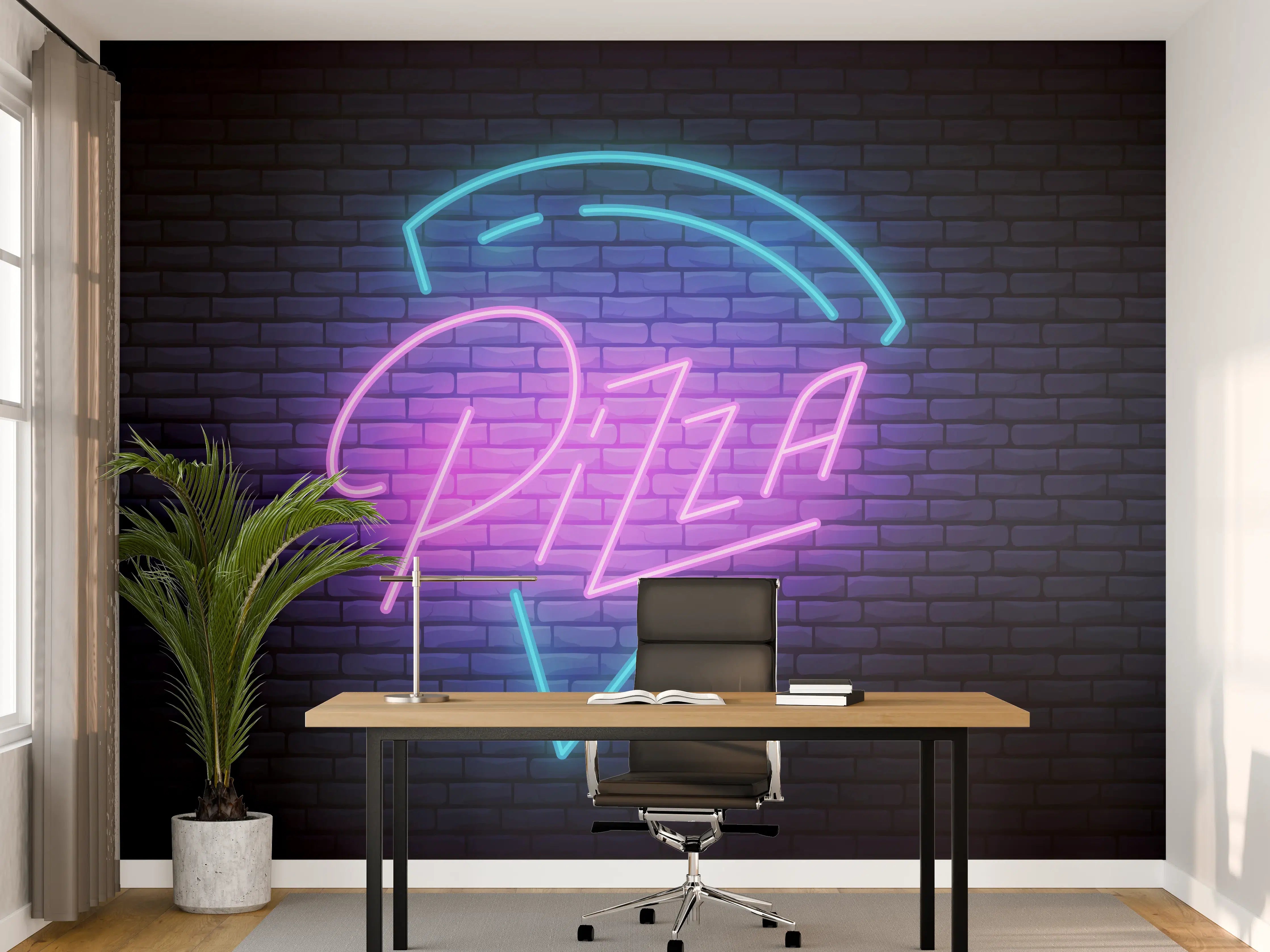 Büro Wandgestaltung - Neon Pizza Schild