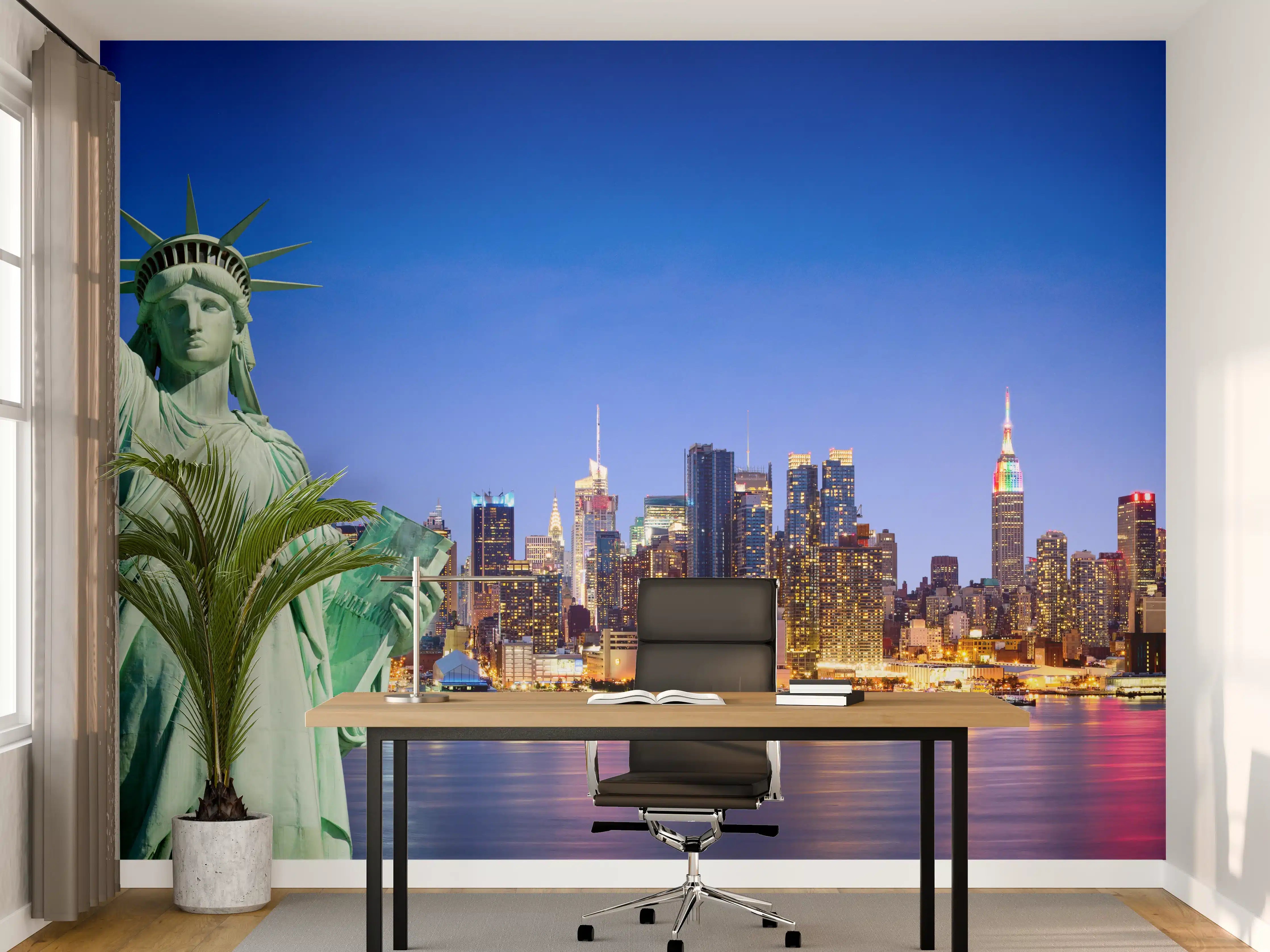 Büro Wandgestaltung - New York Skyline Blau-Türkis