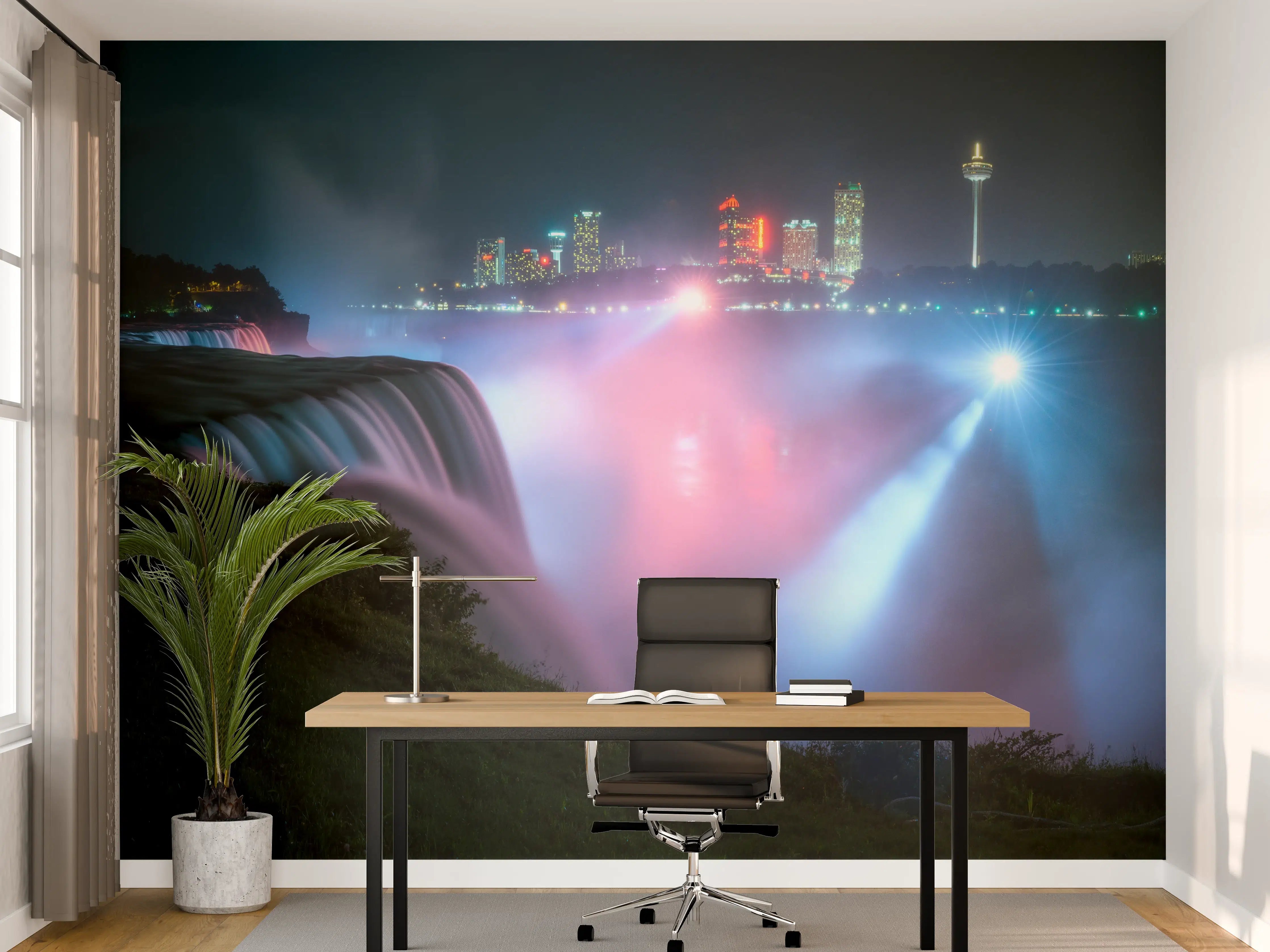 Büro Wandgestaltung - Niagarafälle bei Nacht