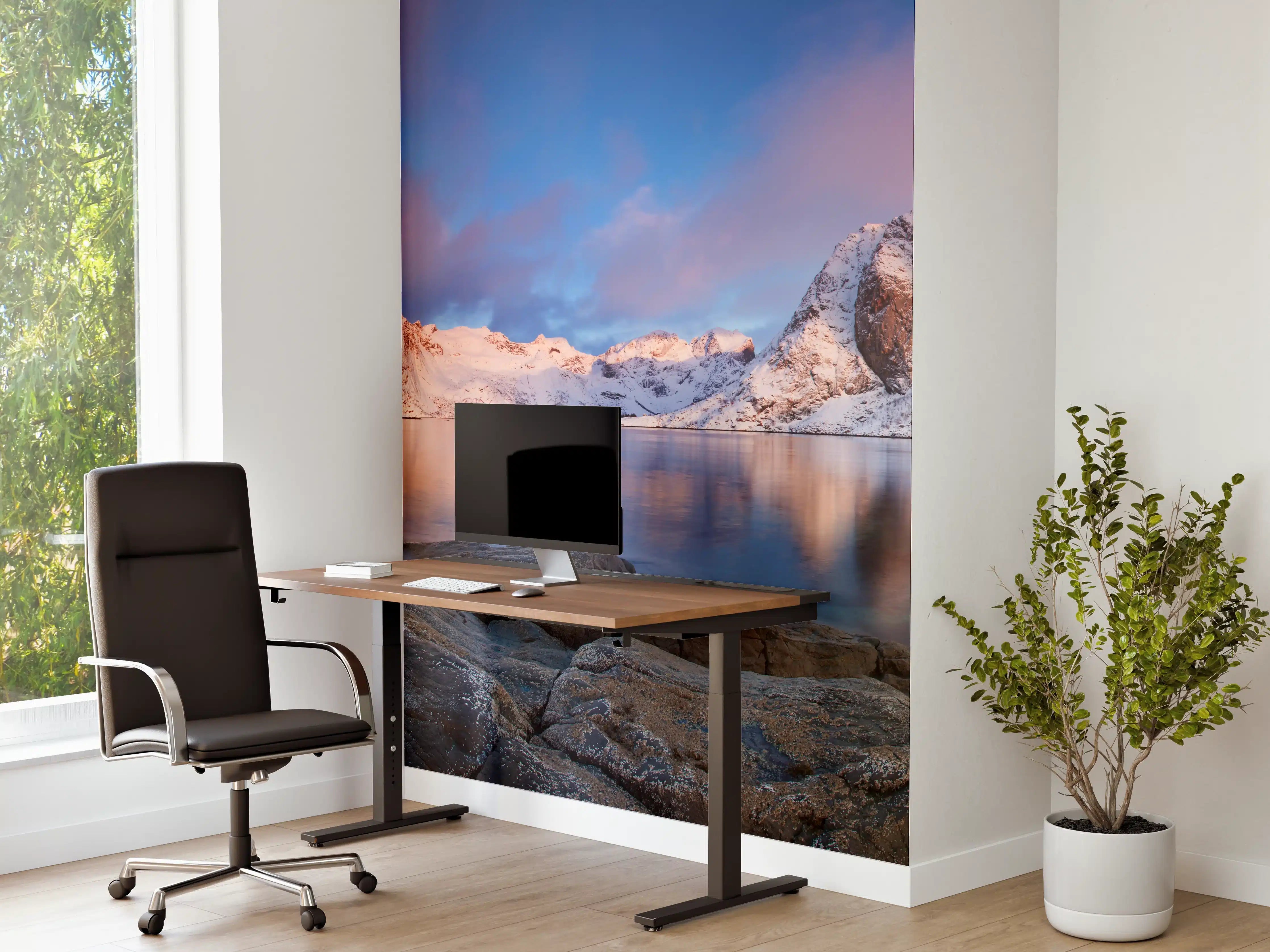 Büro Wandgestaltung - Norwegische Küste Blau-Rosa